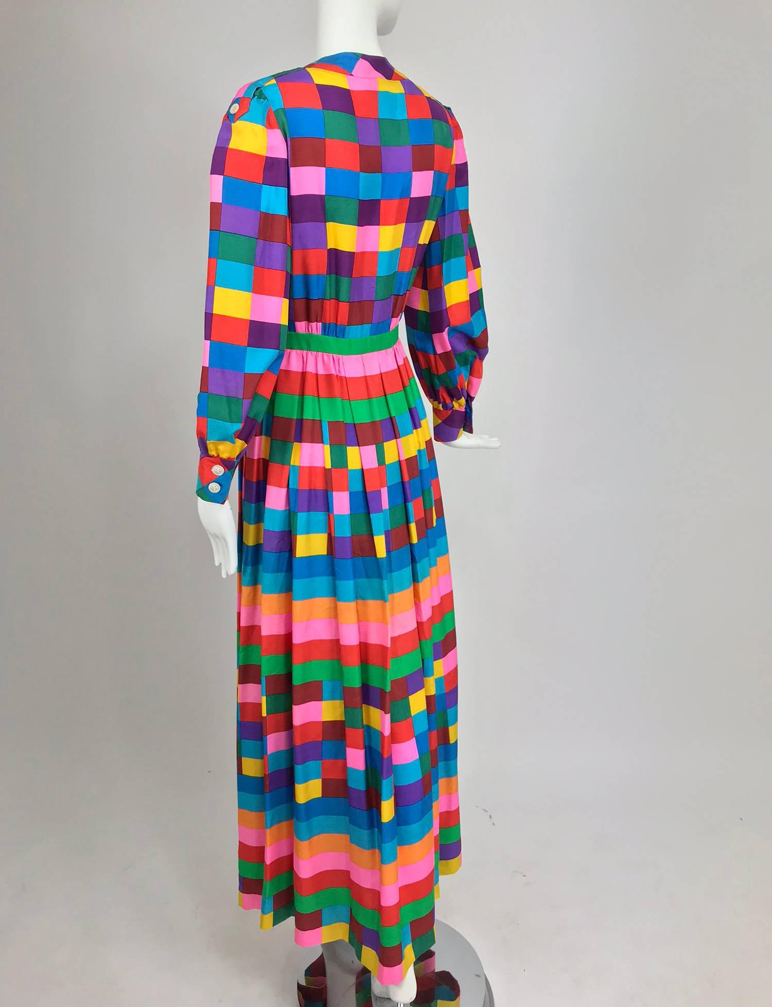 Valentino Boutique silk colour block maxi dress 1970s In Excellent Condition In West Palm Beach, FL