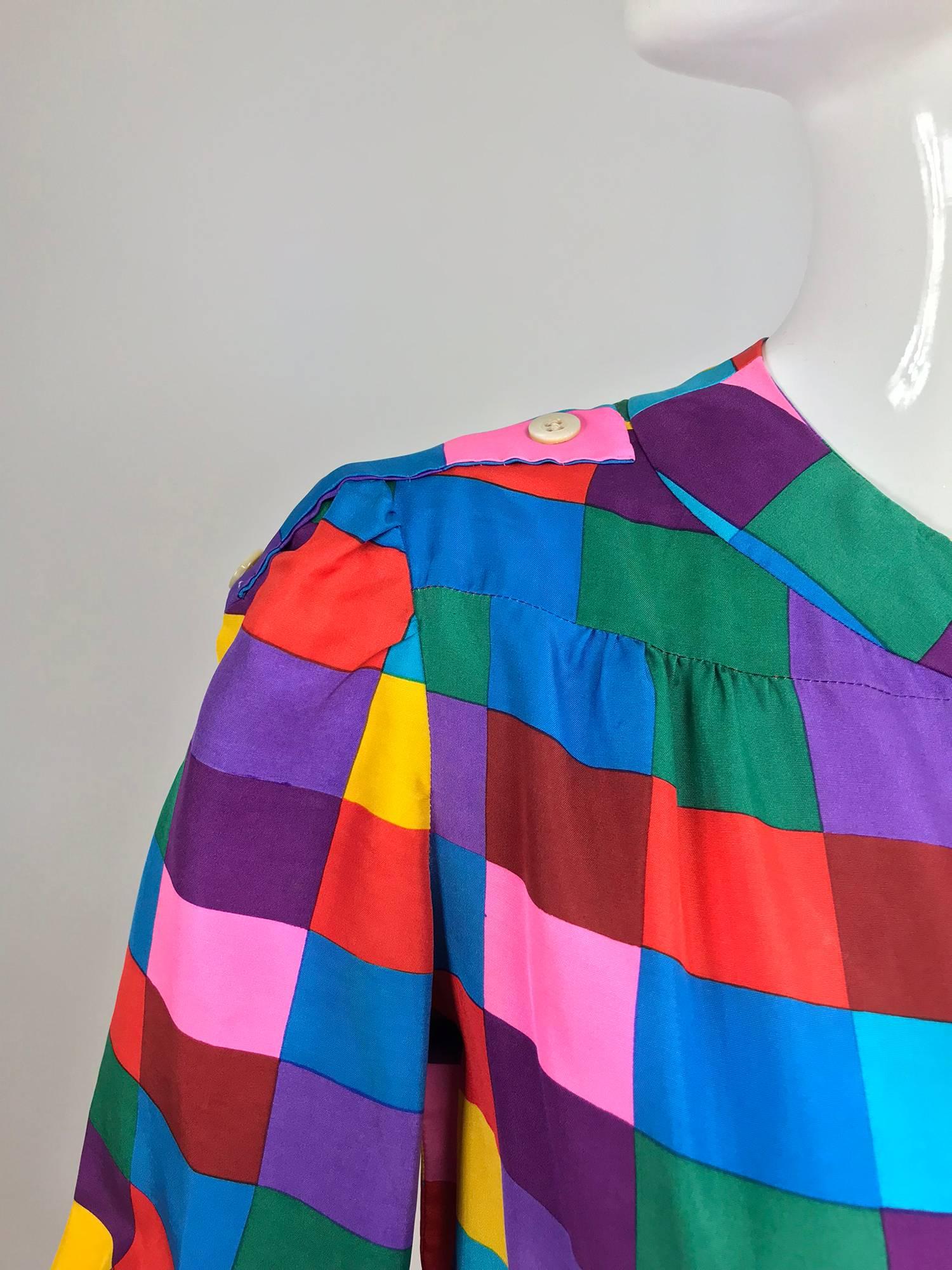 Valentino Boutique silk colour block maxi dress 1970s 3