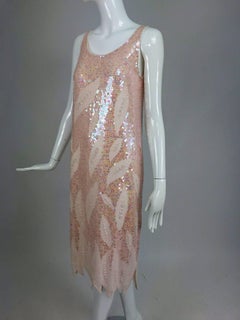 Pink Sequin and beaded flame hem dress 1980s