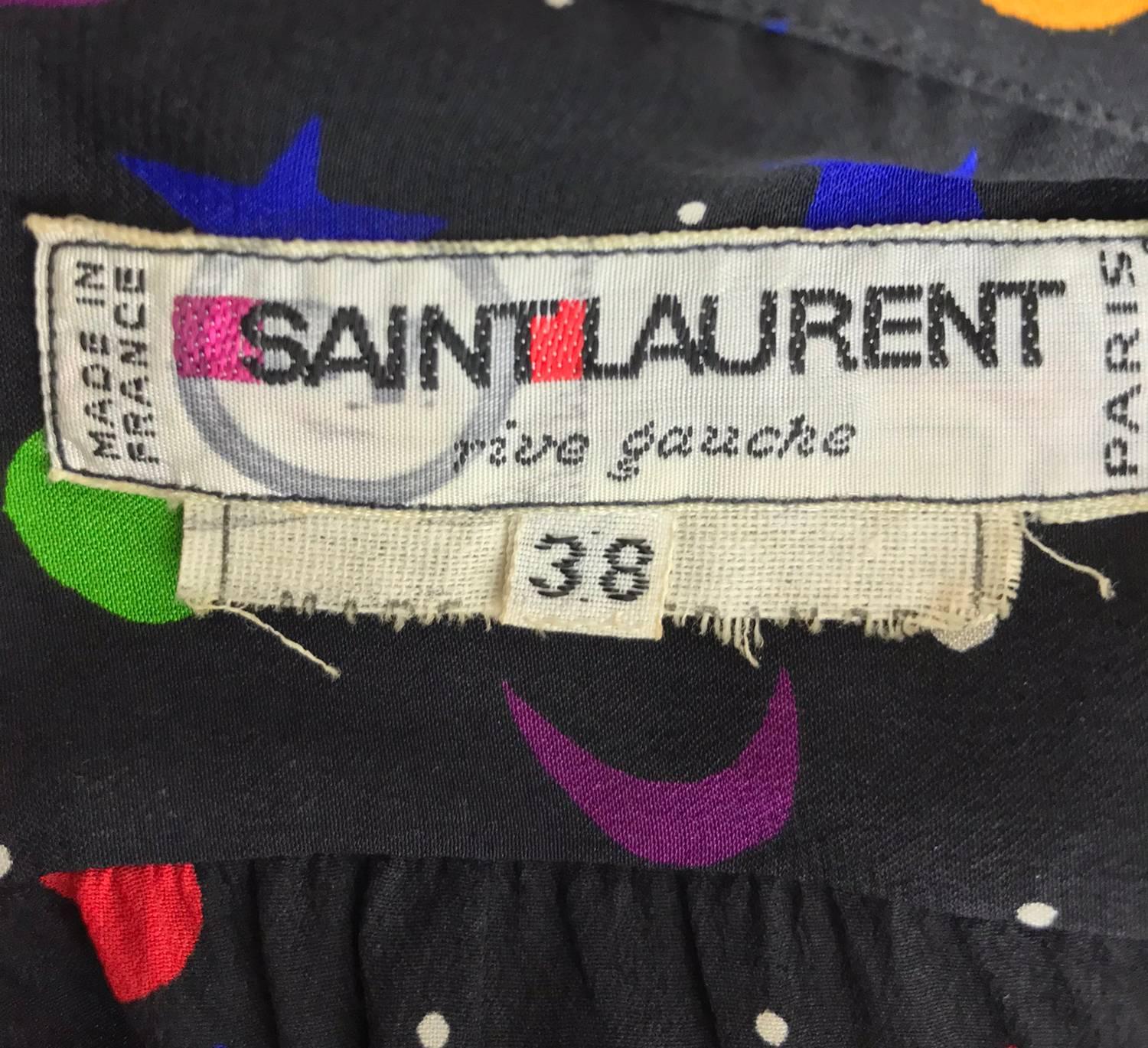 Yves Saint Laurent moon and stars silk blouse documented 1979 1