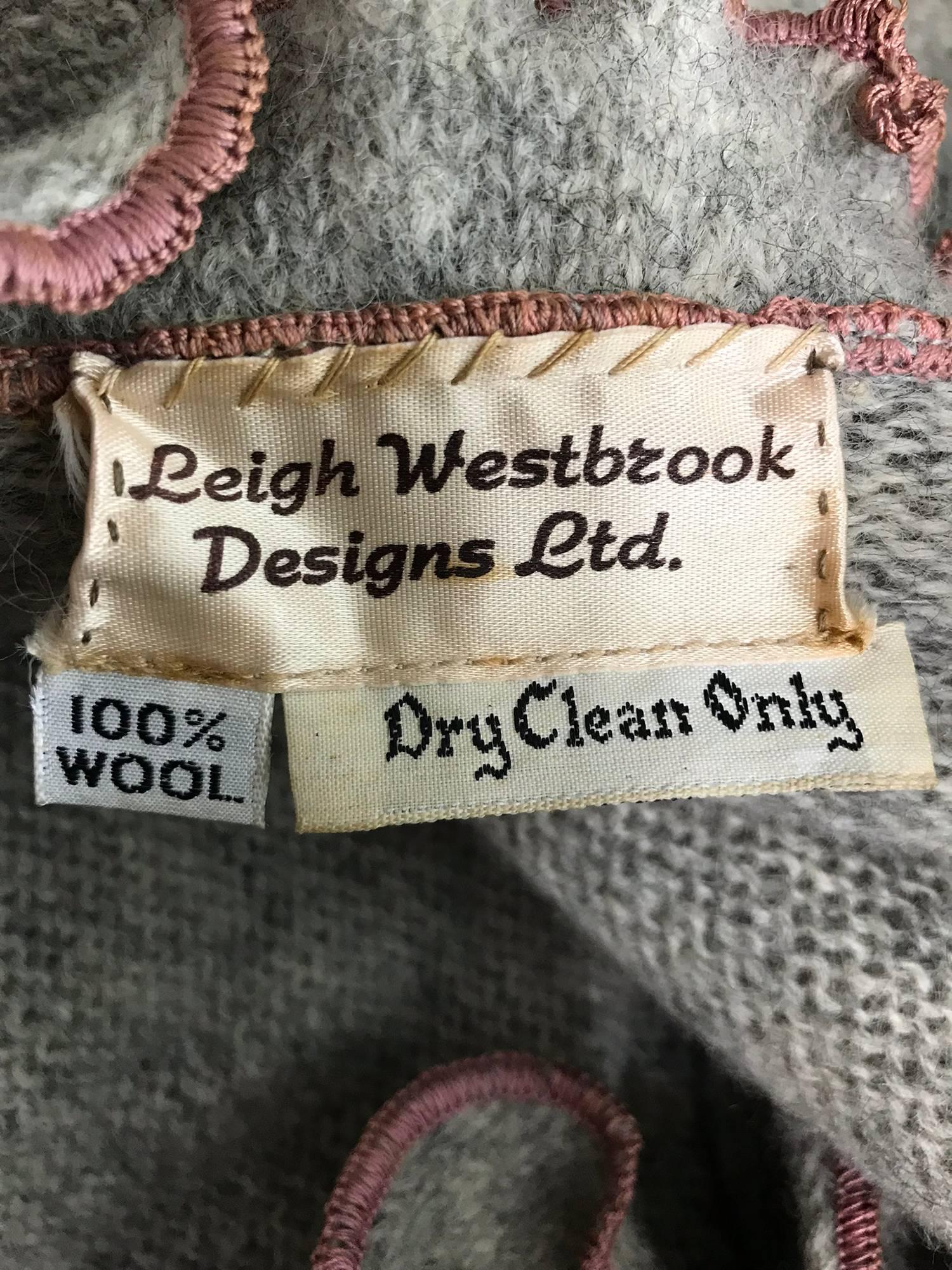 Leigh Westbrook hooded gray knitted wool cape art to wear 1980s 5