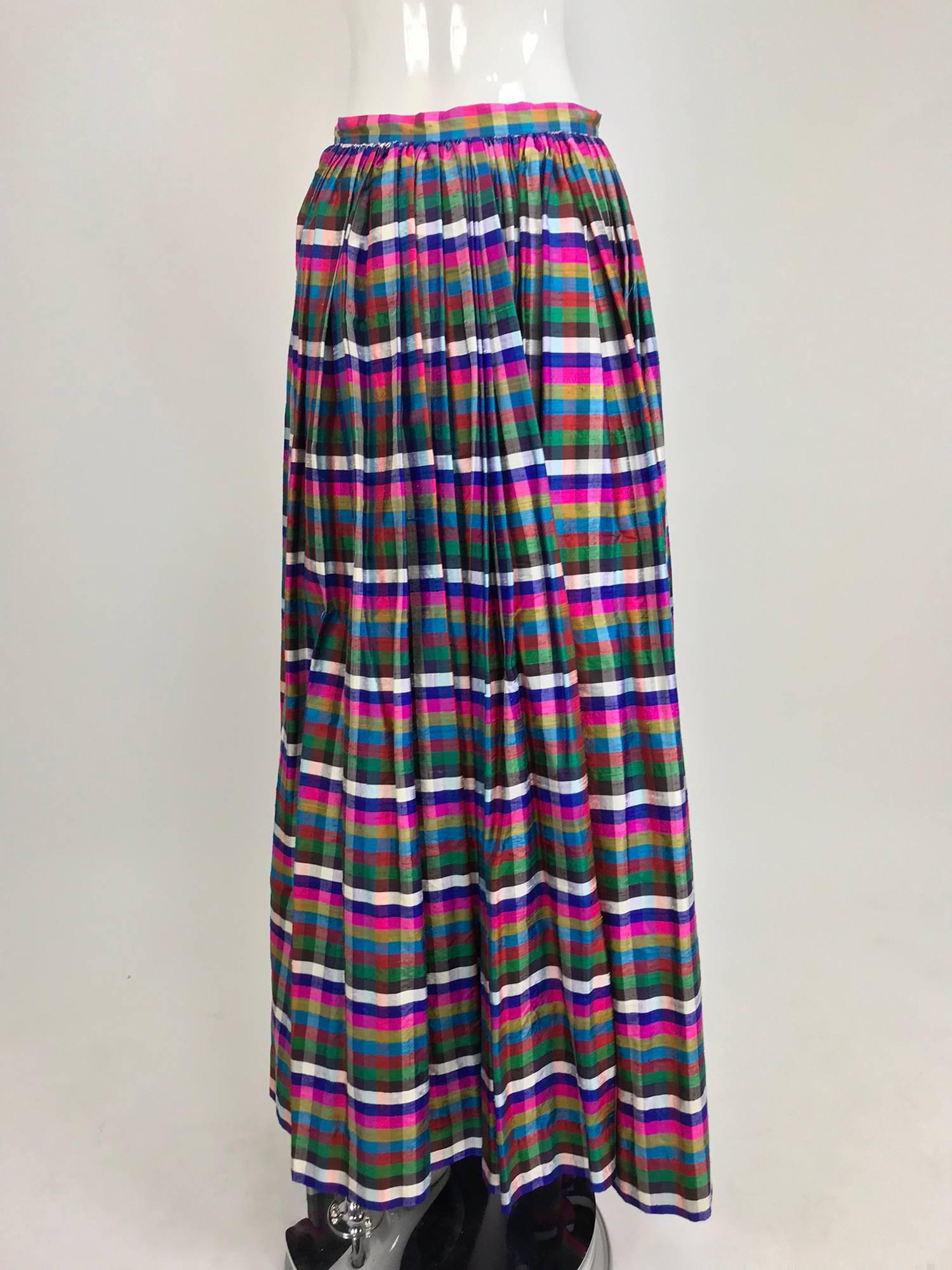 Lanvin raw silk open pleated plaid maxi skirt 1970s For Sale at 1stDibs ...