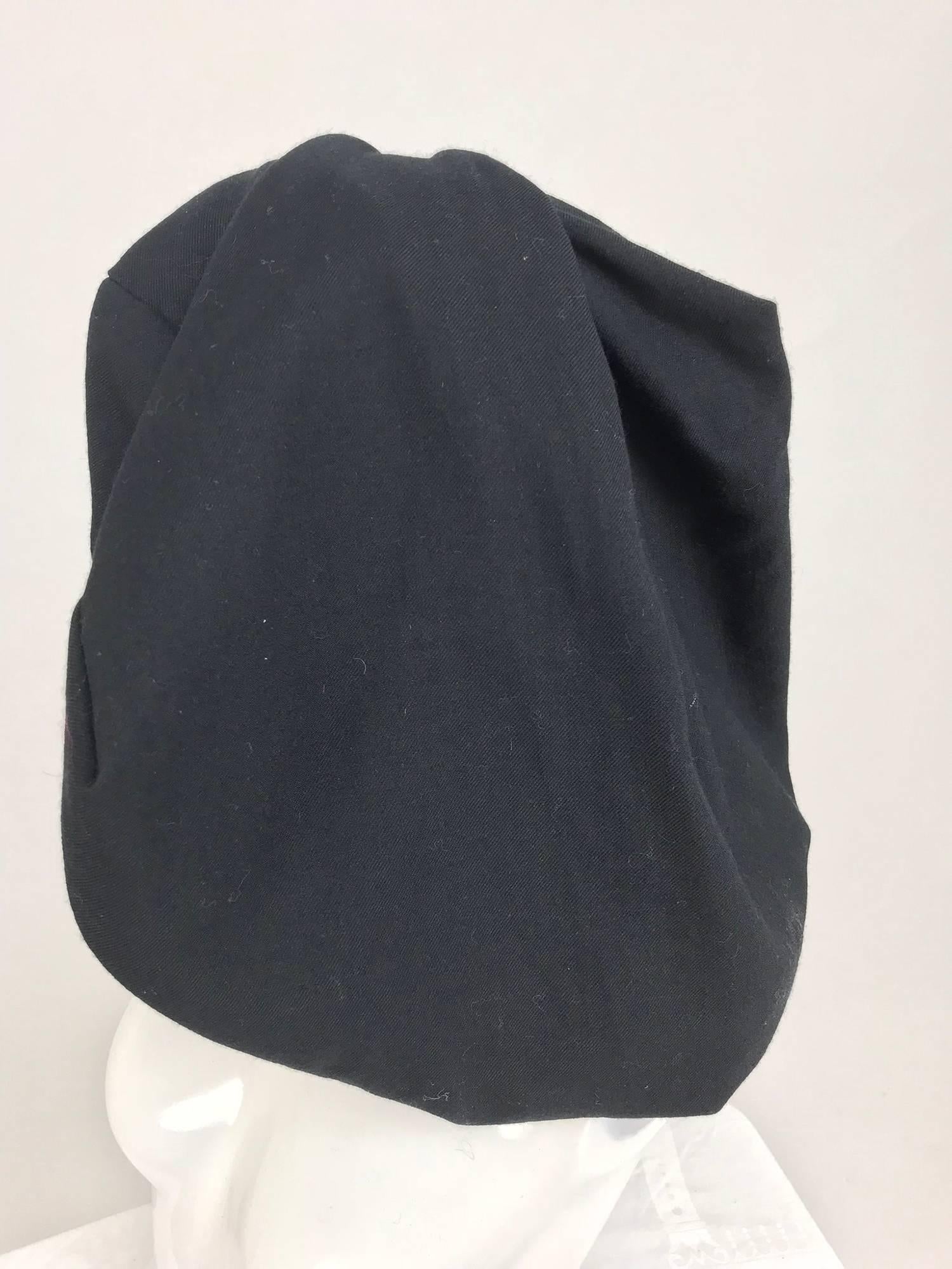 Black Comme des Garcons black wool asymmetrical hat