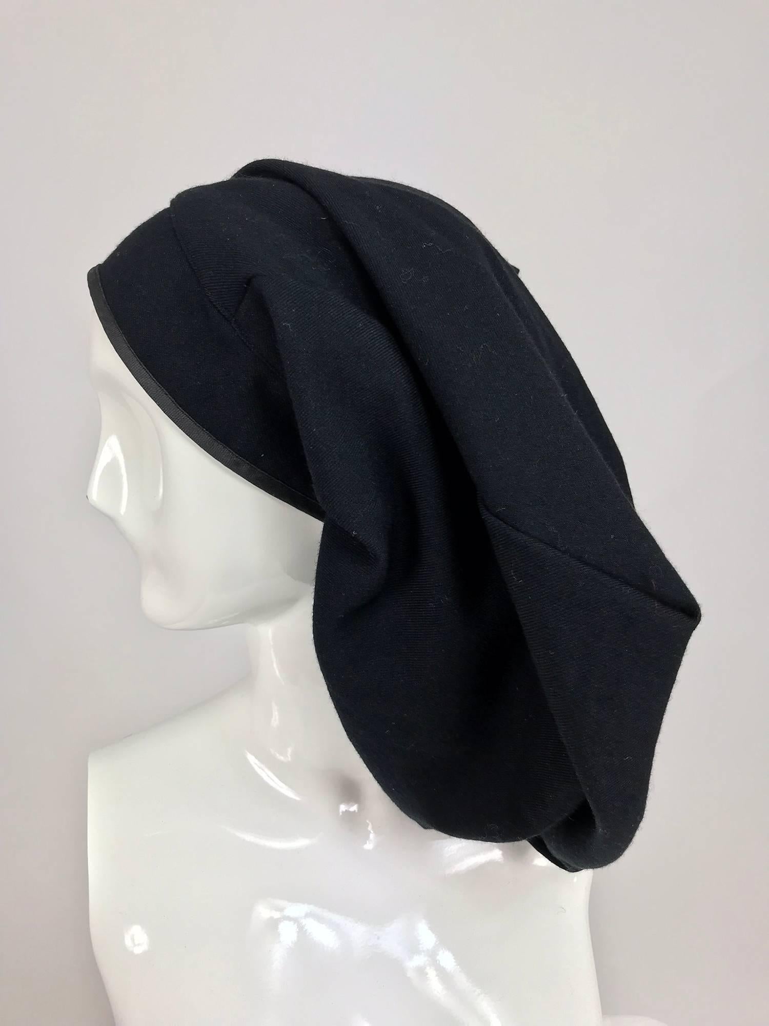 Women's or Men's Comme des Garcons black wool asymmetrical hat