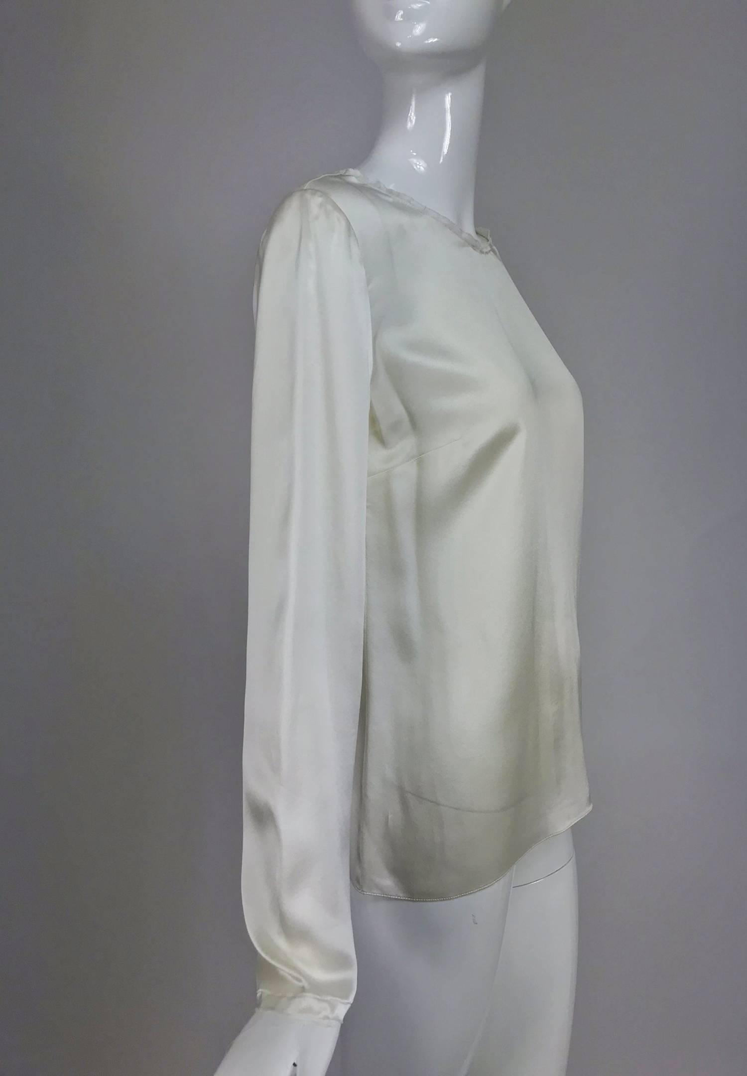 Chanel cream silk deconstructed long sleeve blouse For Sale at 1stDibs ...