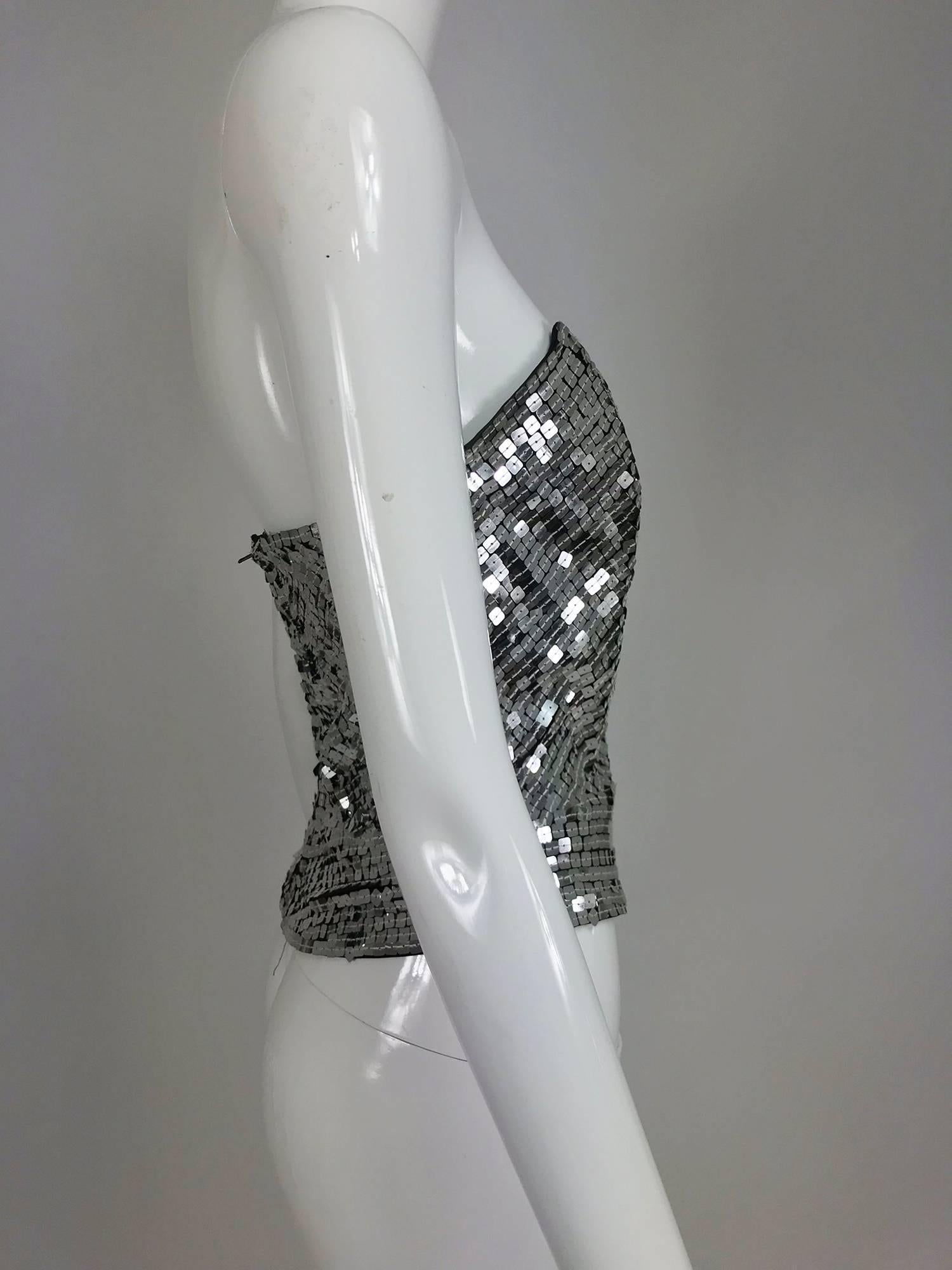 silver sequin corset top