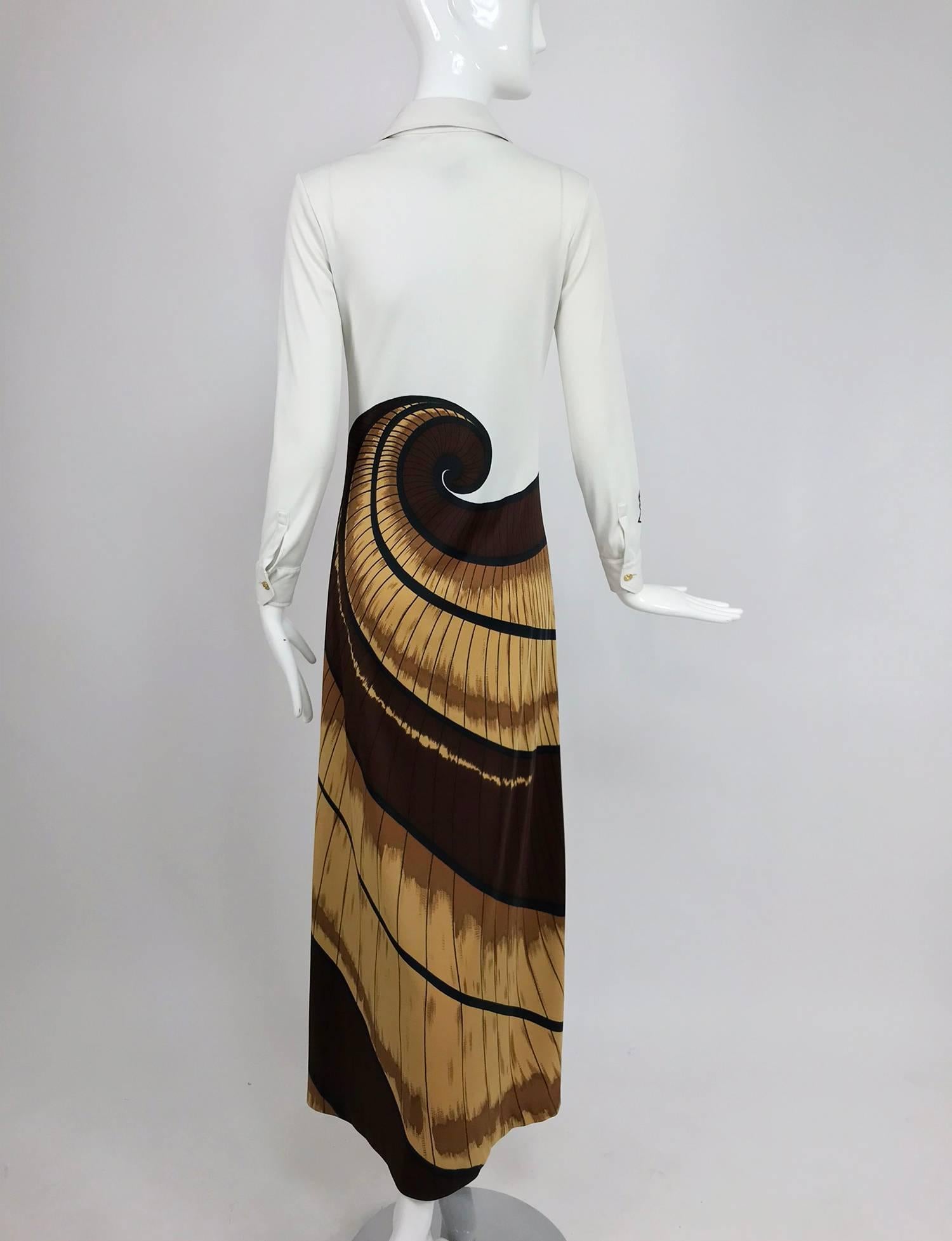 Roberta di Camerino Nautilus print maxi dress, 1970s In Good Condition In West Palm Beach, FL