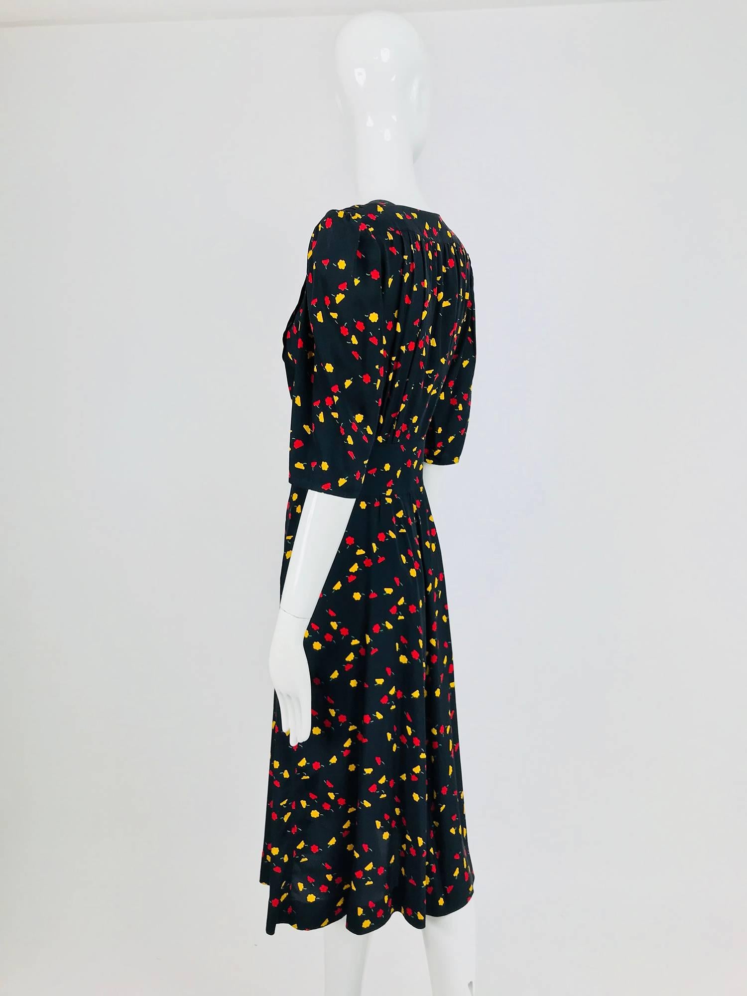 Women's Ungaro floral print silk day dress, 1970s