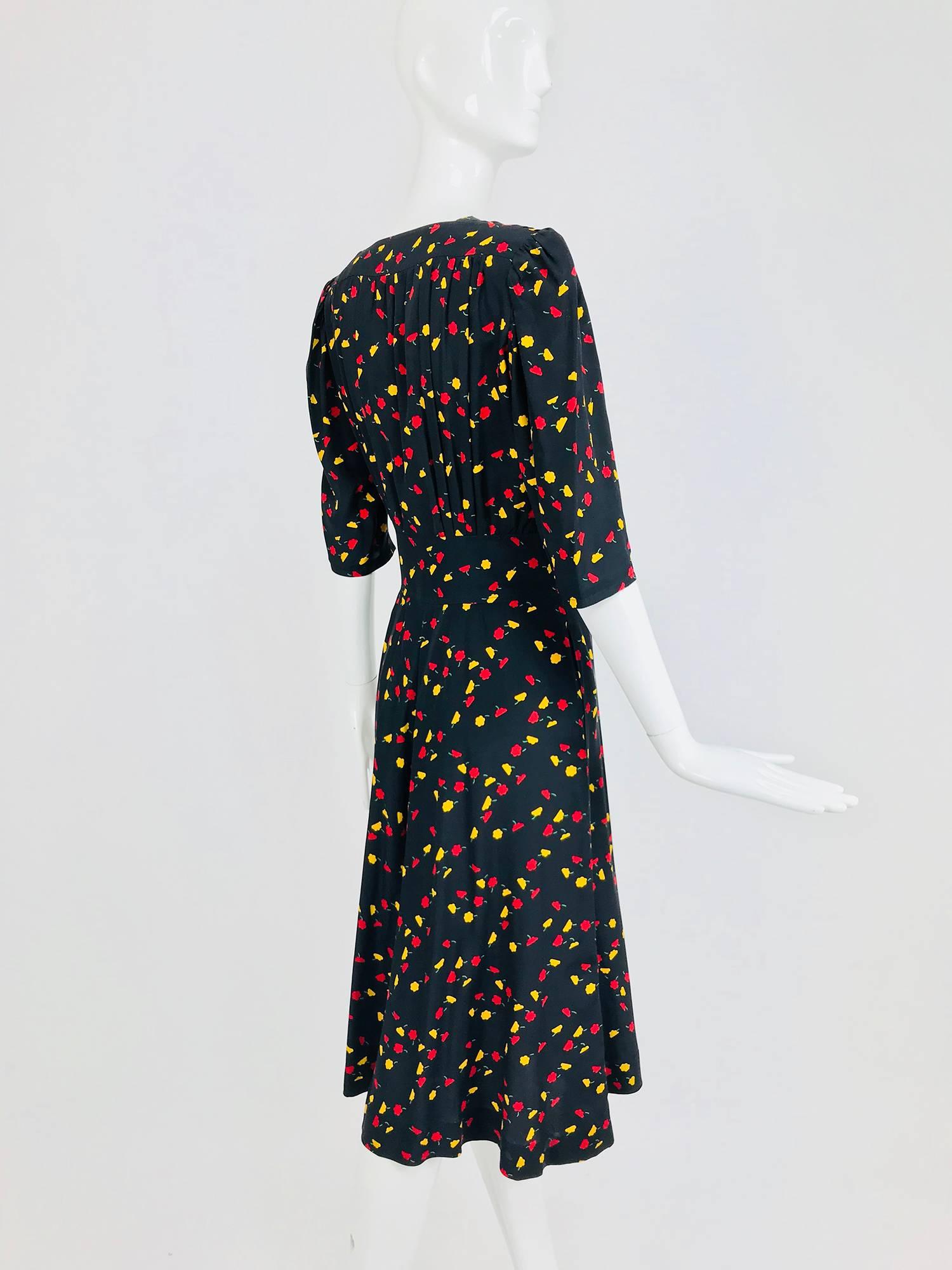 Ungaro floral print silk day dress, 1970s 2