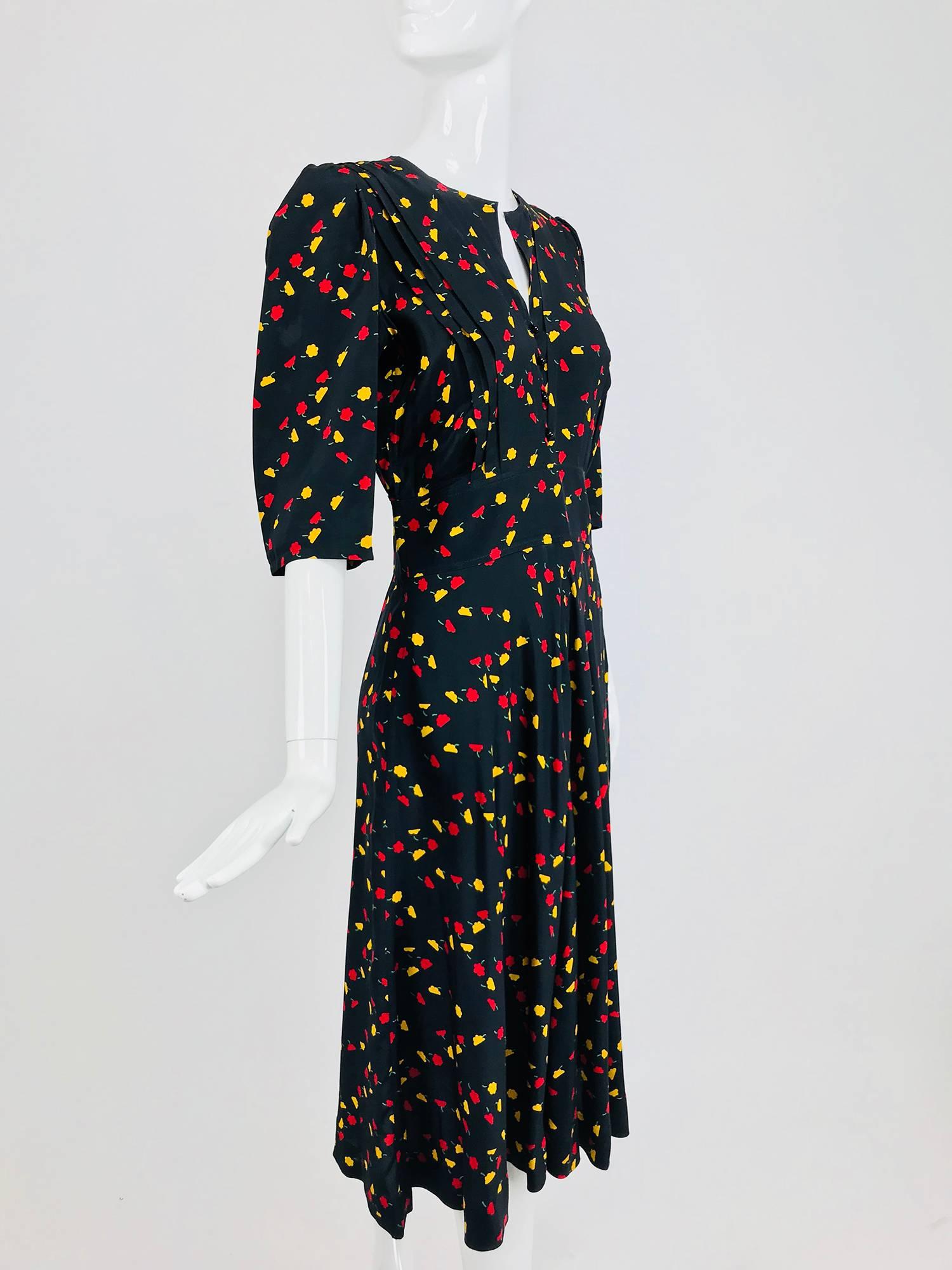 Ungaro floral print silk day dress, 1970s 3