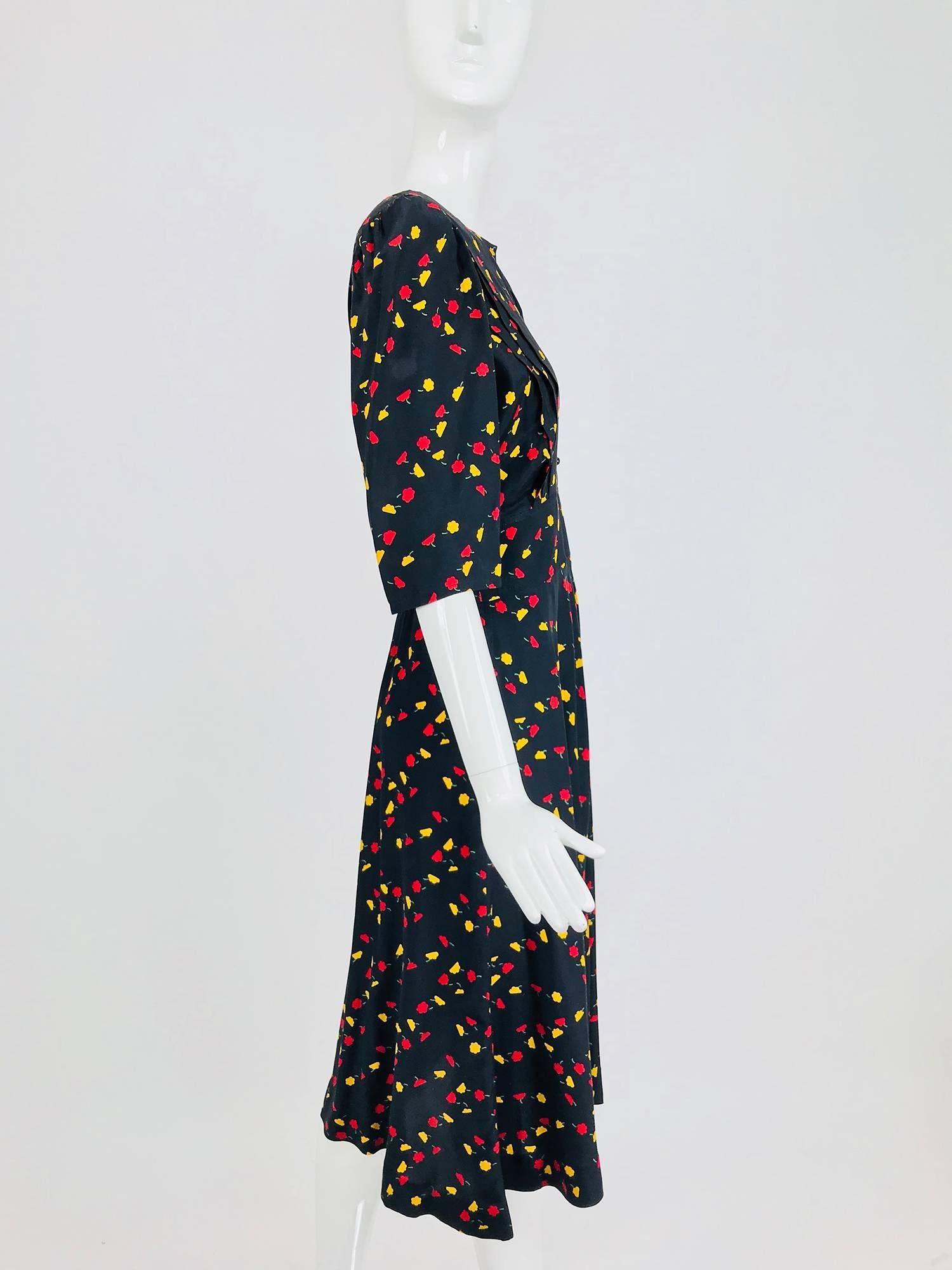 Ungaro floral print silk day dress, 1970s 4