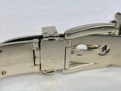 Gucci enamel stripe in dark blue and silver metal belt, 1970s