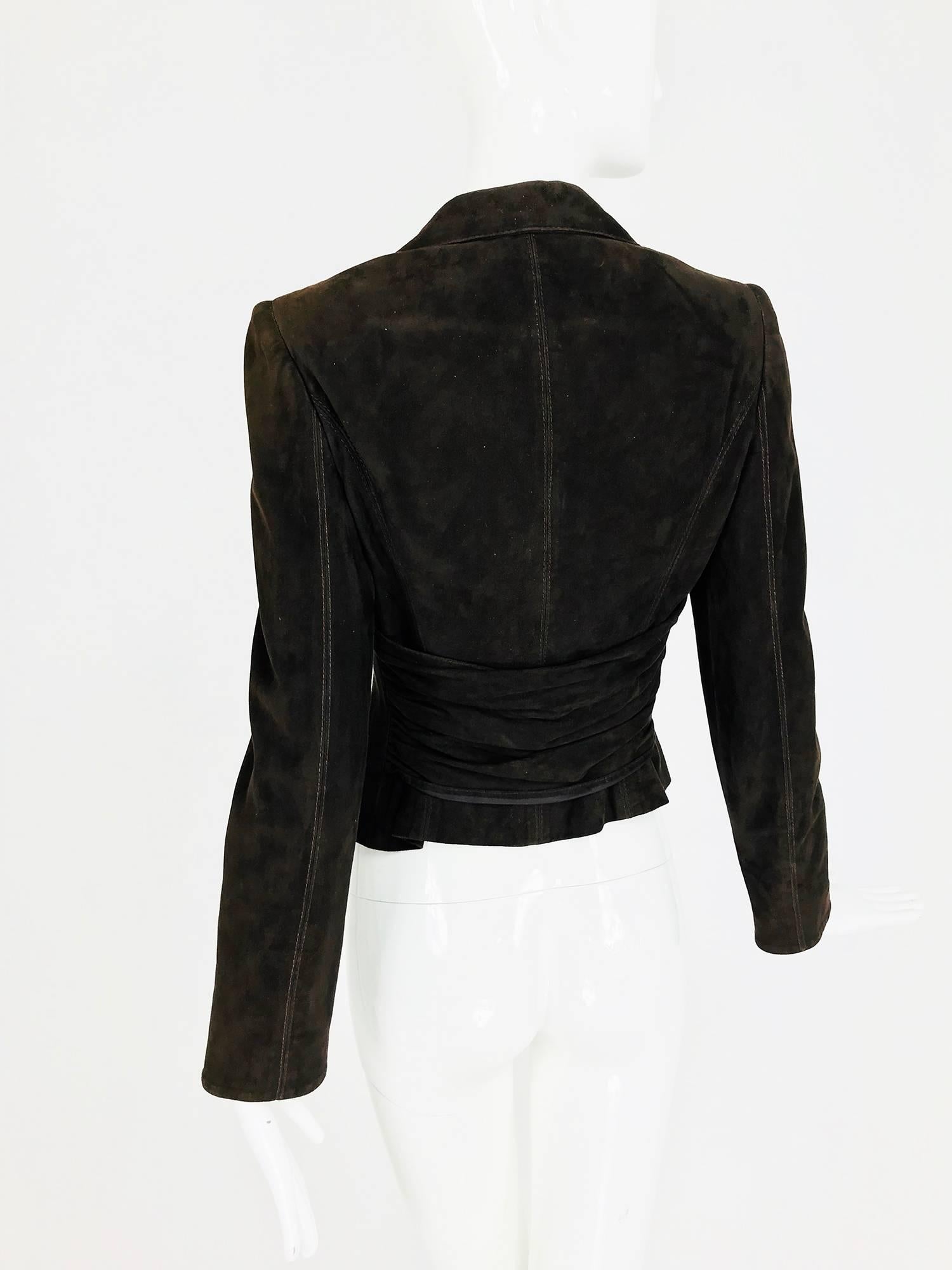 Valentino Chocolate brown top stitched suede jacket For Sale 1