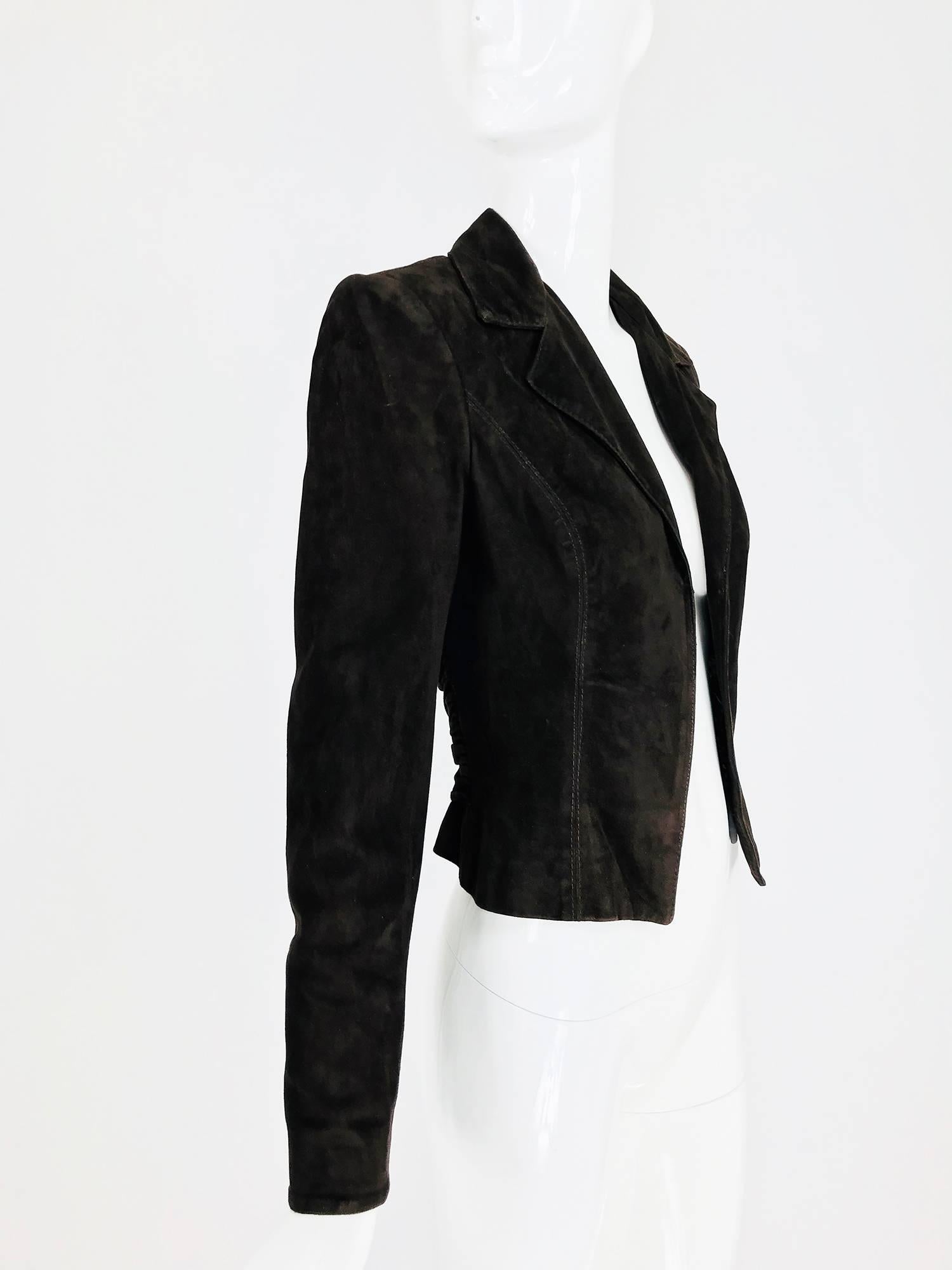 Valentino Chocolate brown top stitched suede jacket 7