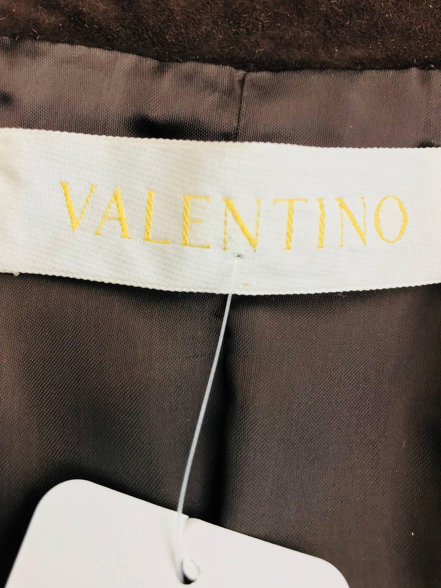 Valentino Chocolate brown top stitched suede jacket For Sale 9