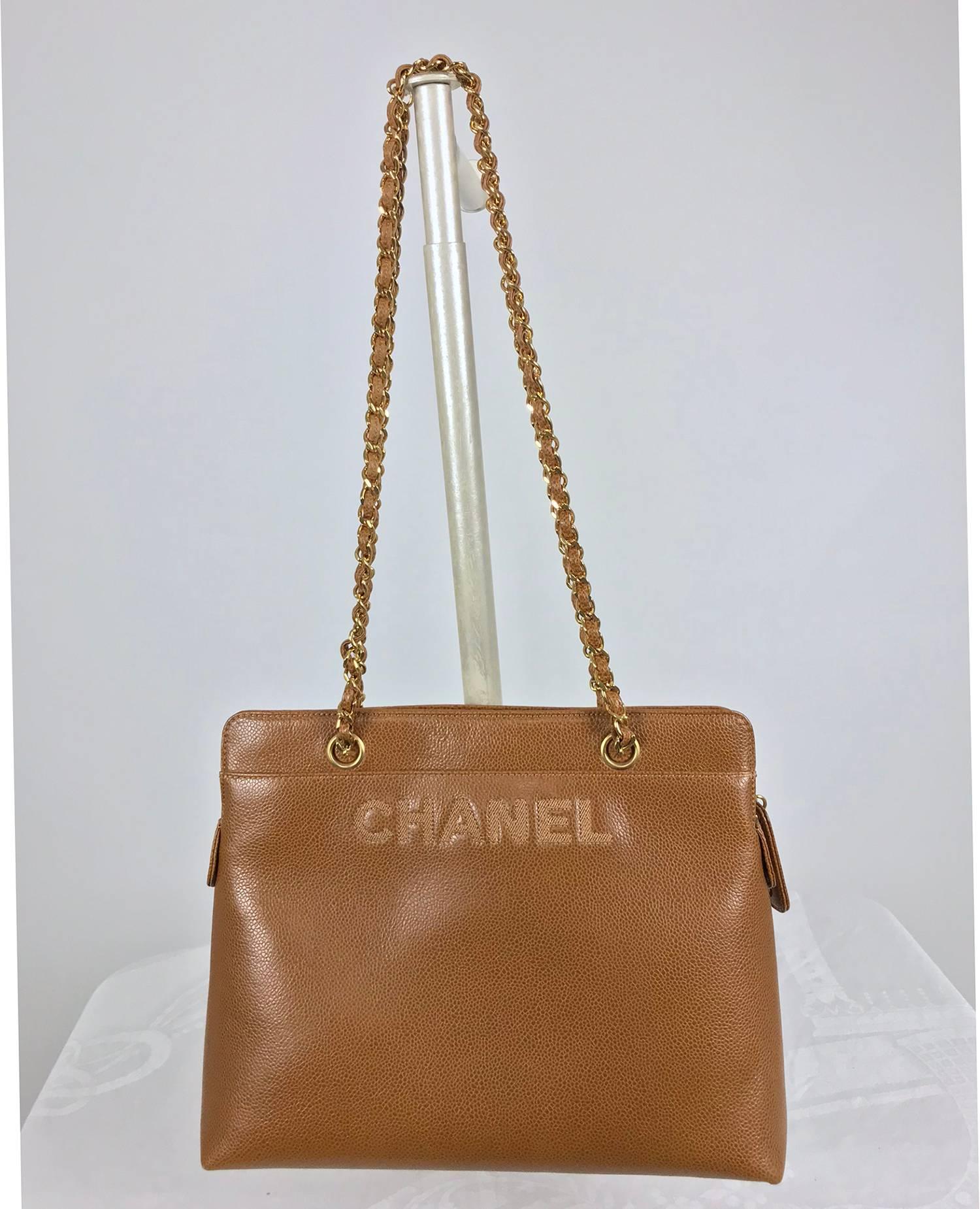 Brown Chanel caramel pebble leather chain strap shoulder bag unused