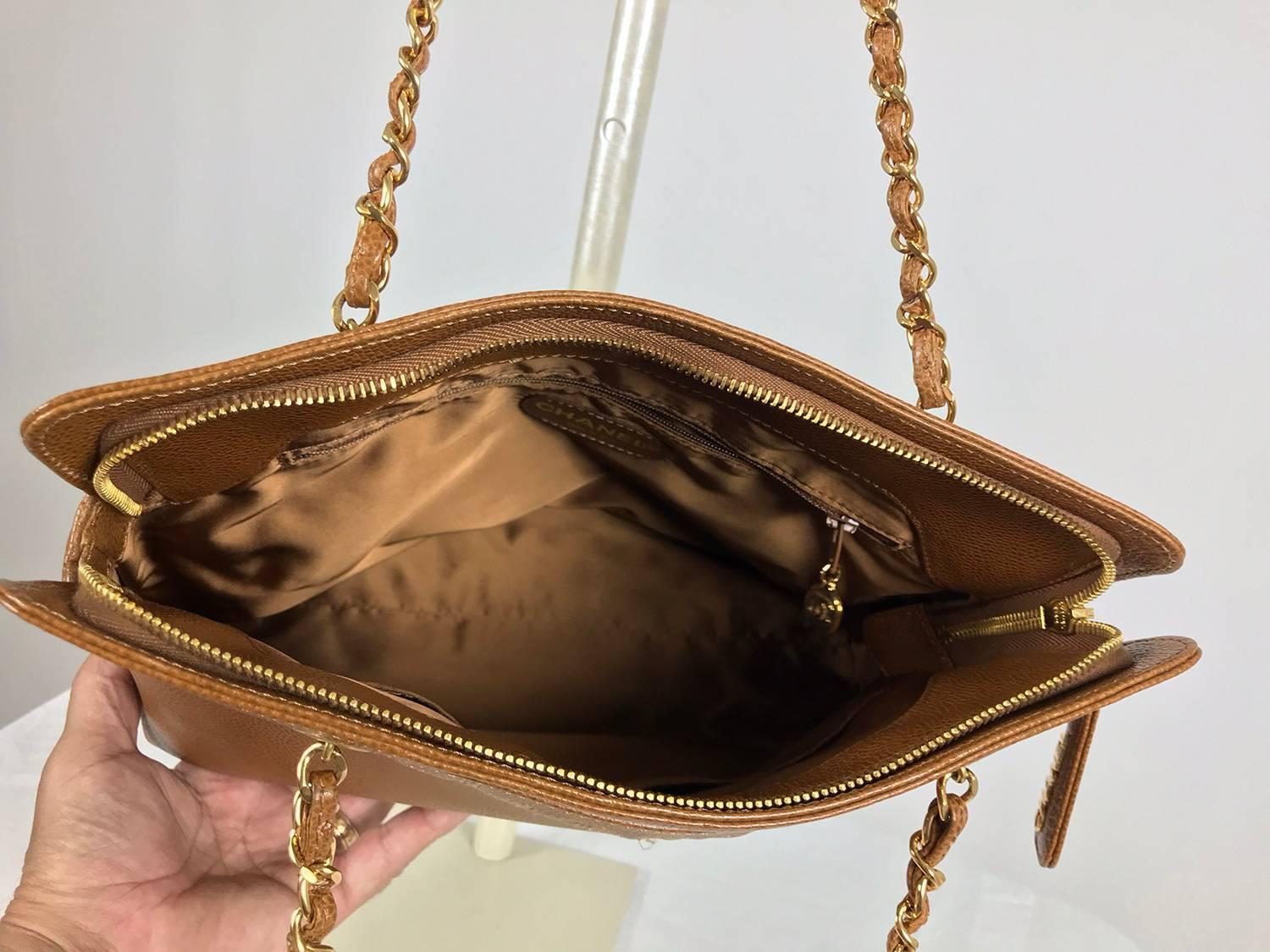 Chanel caramel pebble leather chain strap shoulder bag unused 4