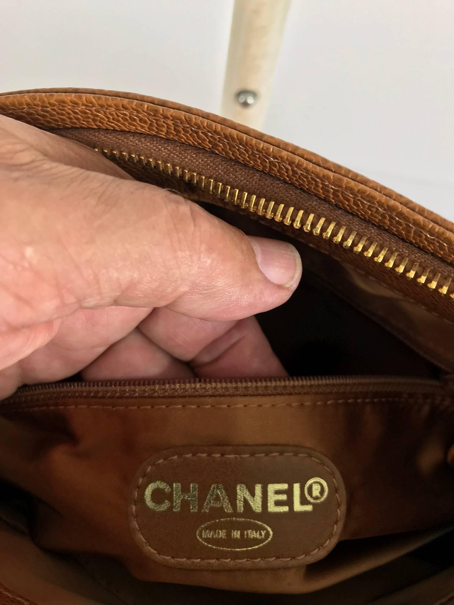 Chanel caramel pebble leather chain strap shoulder bag unused 5