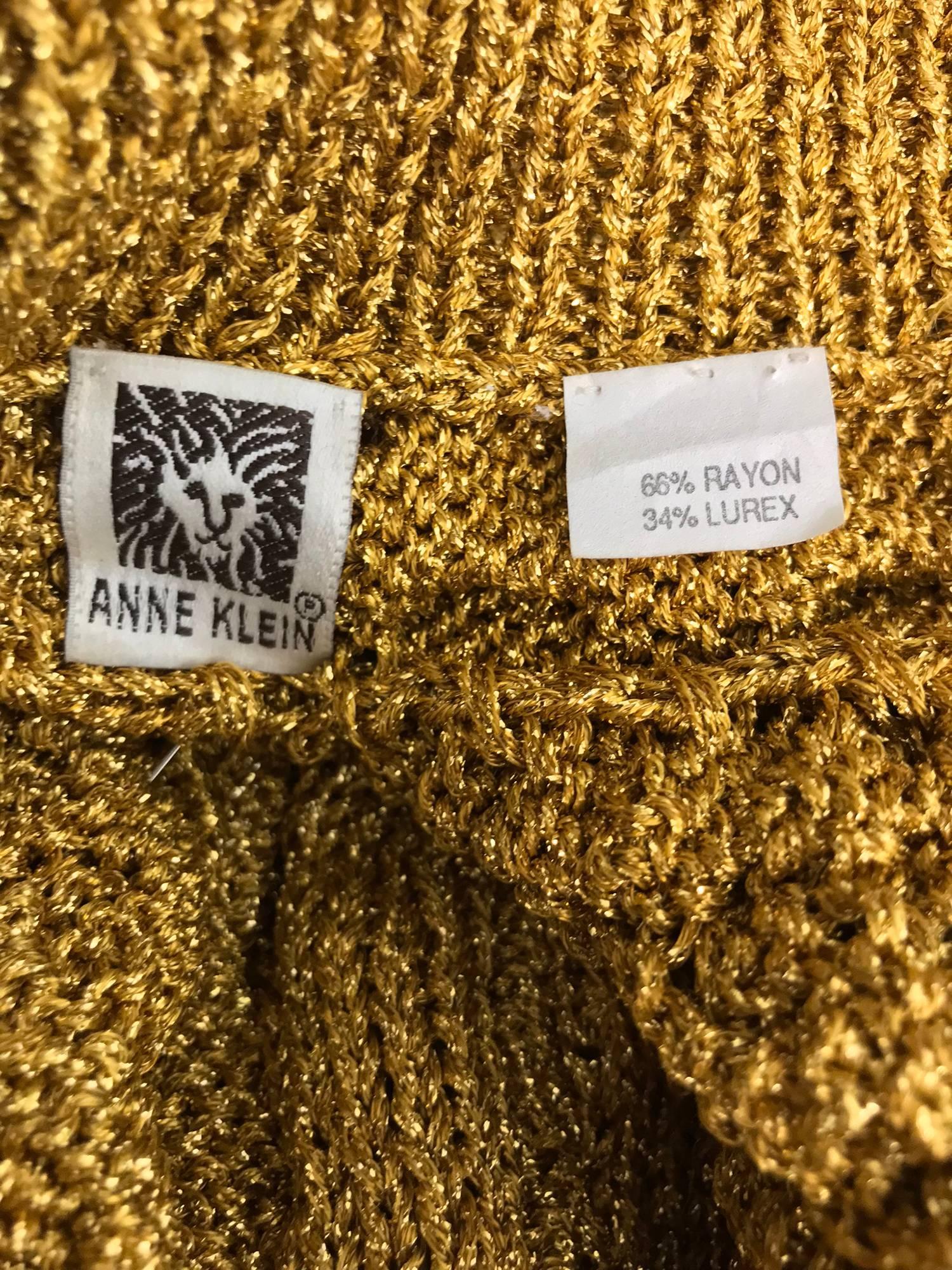 Anne Klein chunky gold metallic knit cardigan sweater 1990s 5