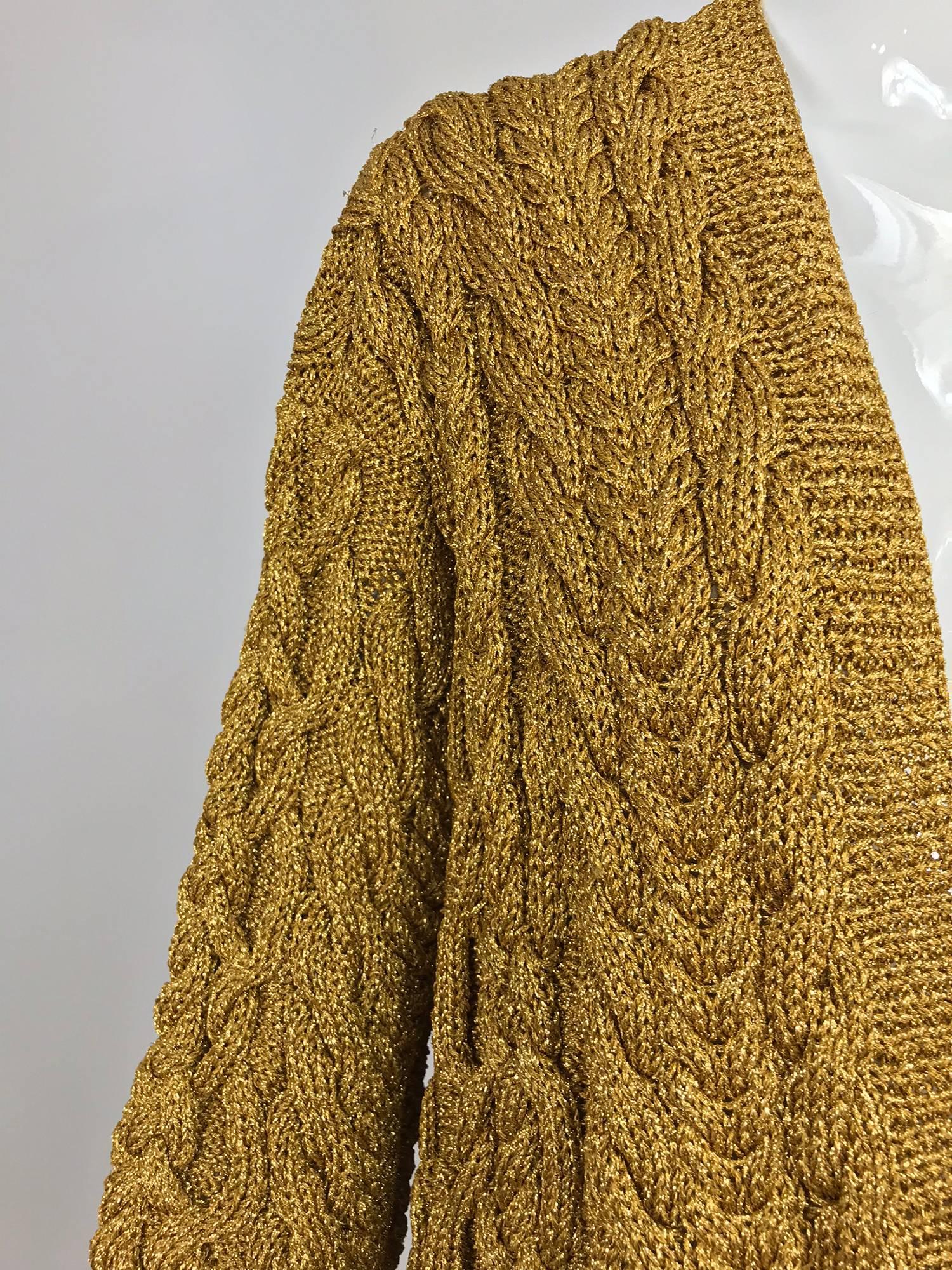 Anne Klein chunky gold metallic knit cardigan sweater 1990s 6