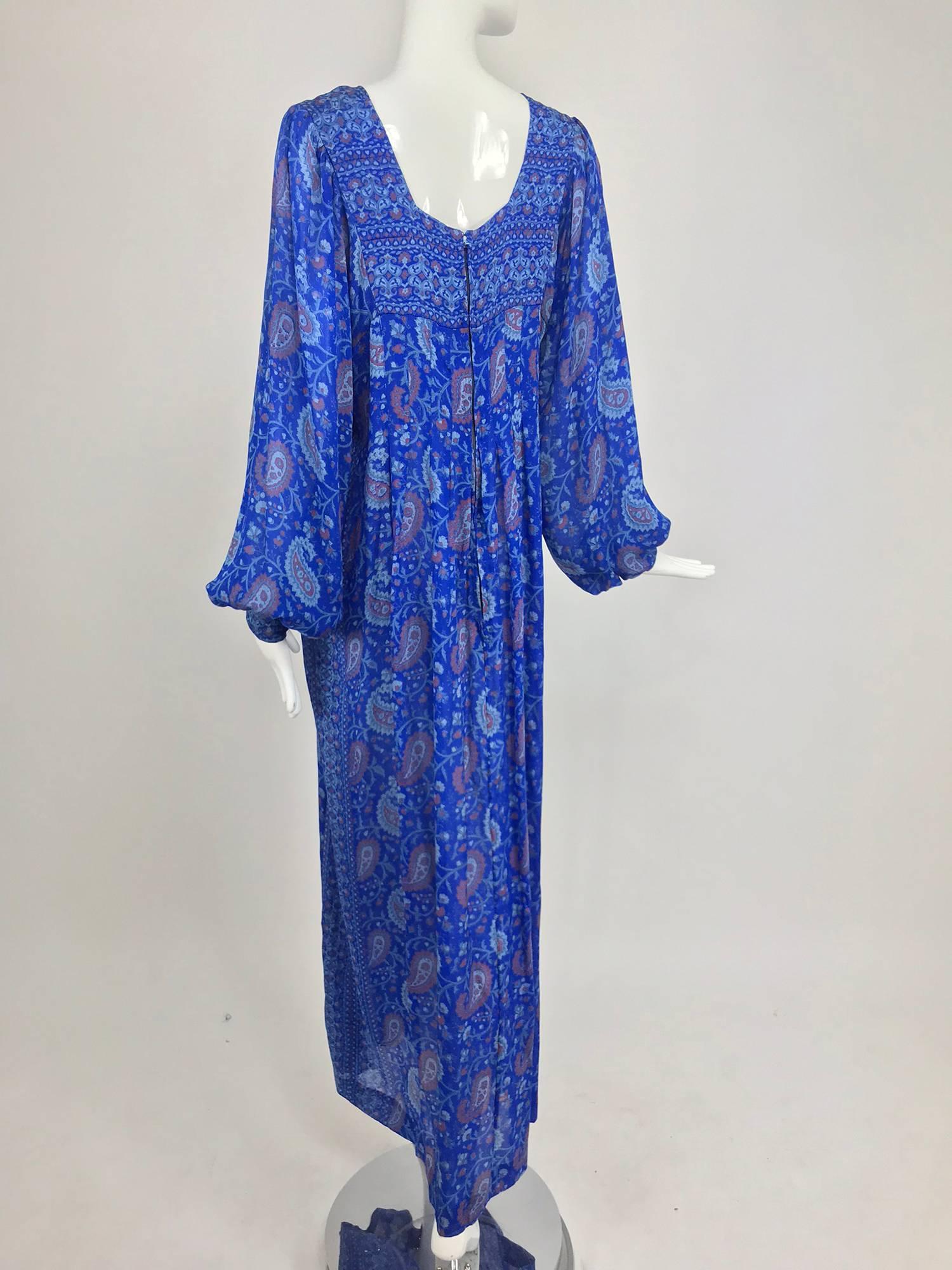 Raksha of Hindip London ink blue silk paisley print bohemian dress ...