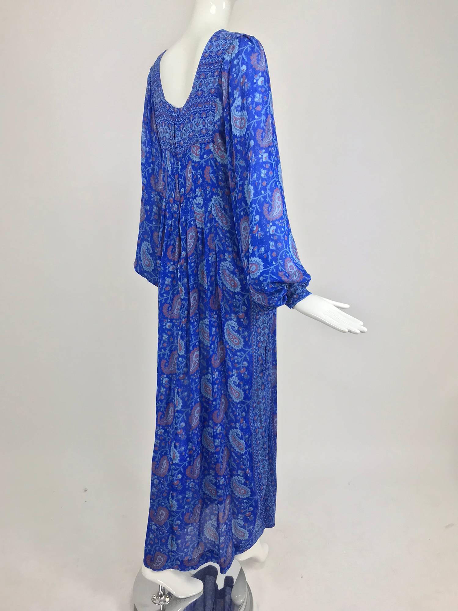 Raksha of Hindip London ink blue silk paisley print bohemian dress ...