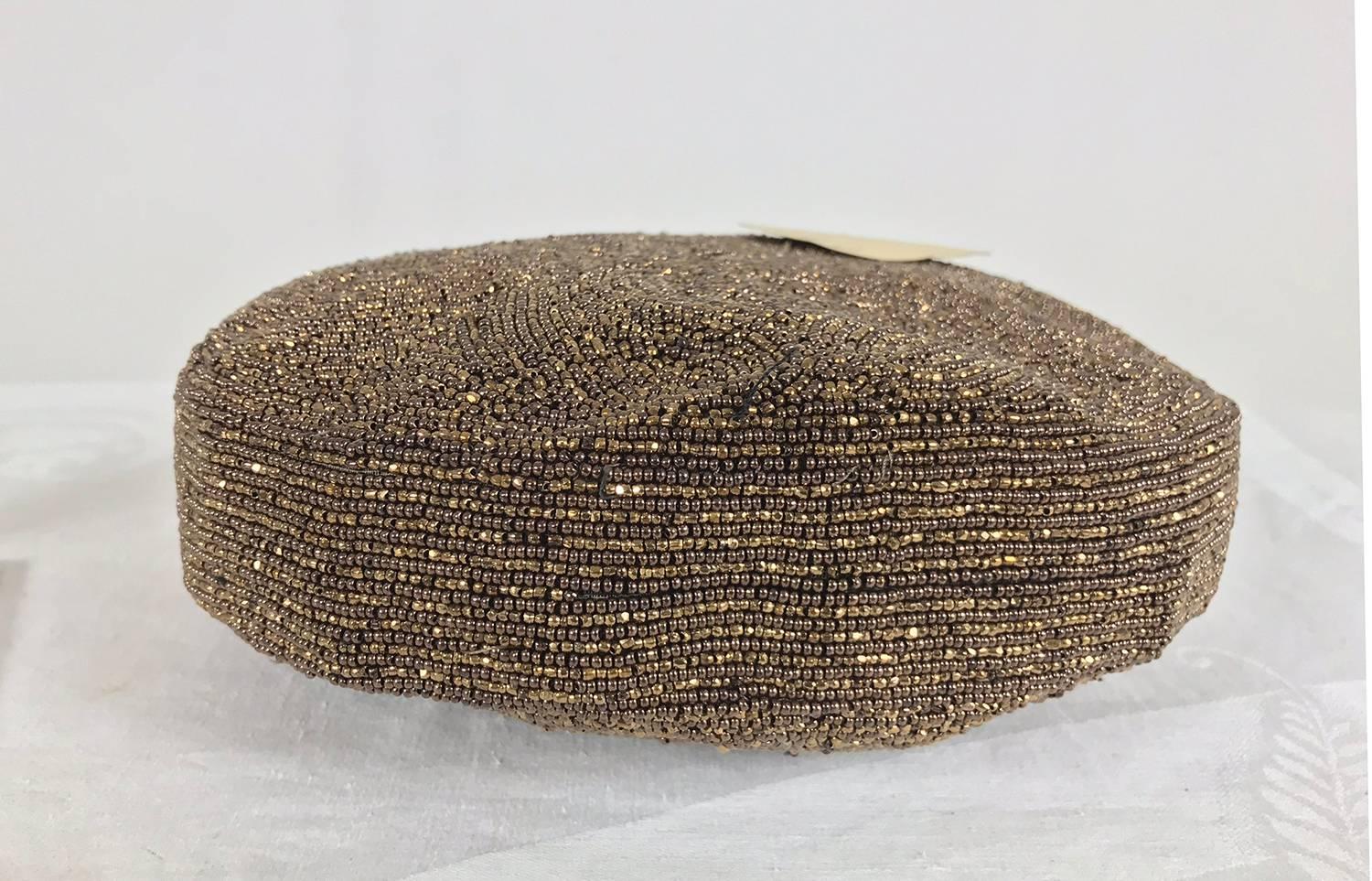 Walborg unique copper beaded frame evening bag 1940s NWT 1