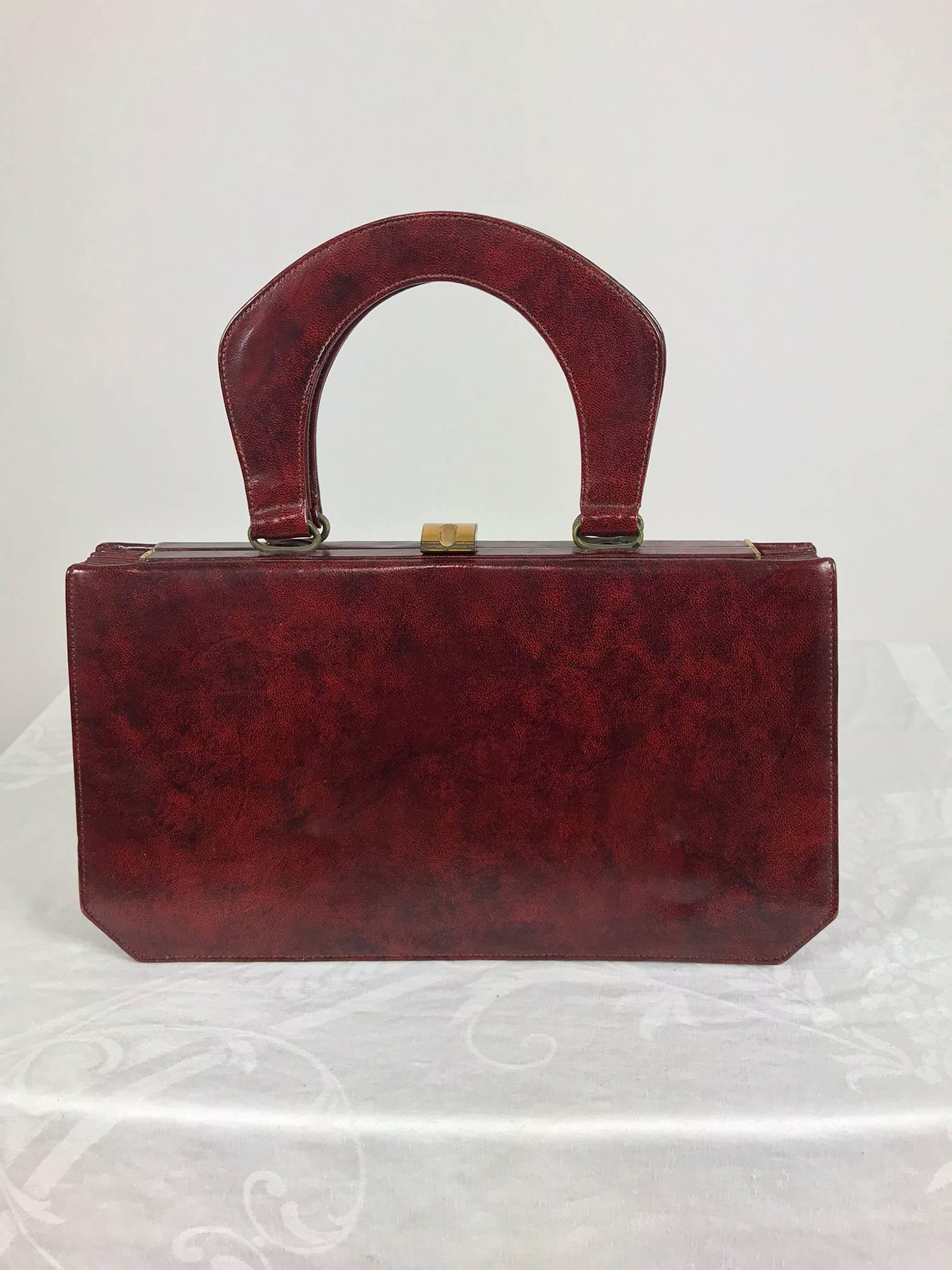 Susan Gail Original Burgundy leather accordion handbag For Sale 1