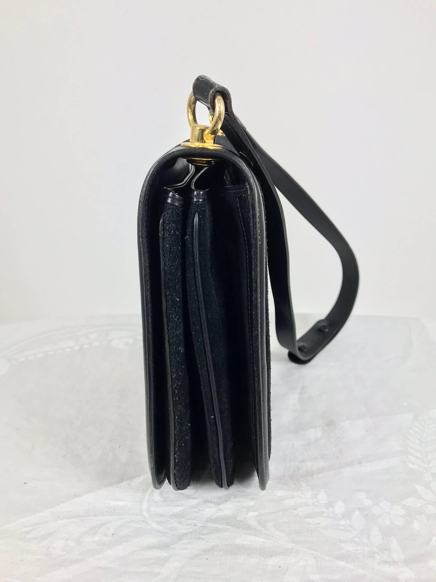 Black Gucci black suede and leather Blondie shoulder bag with gold hardware, 1970s 