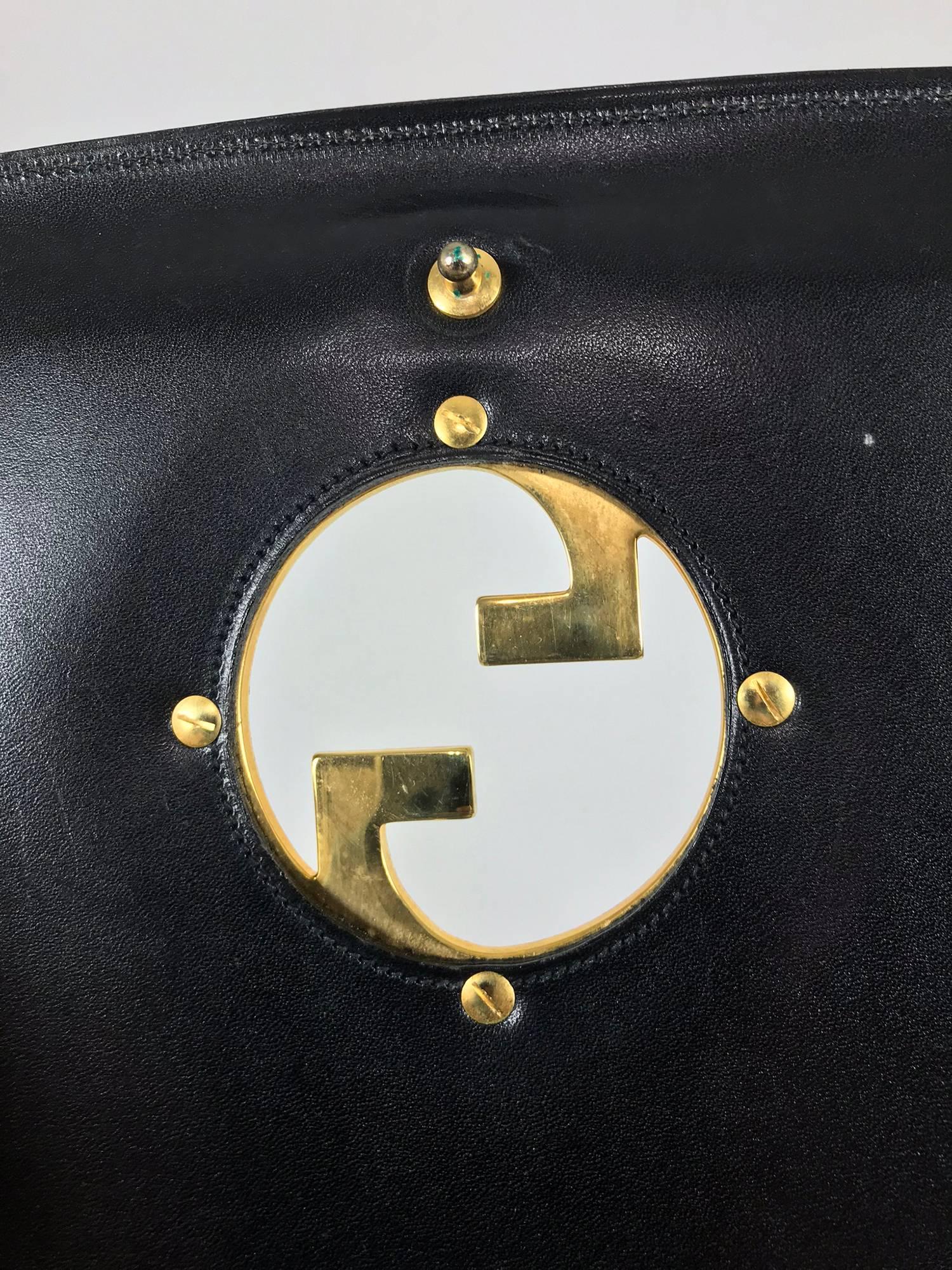 Gucci black suede and leather Blondie shoulder bag with gold hardware, 1970s 4