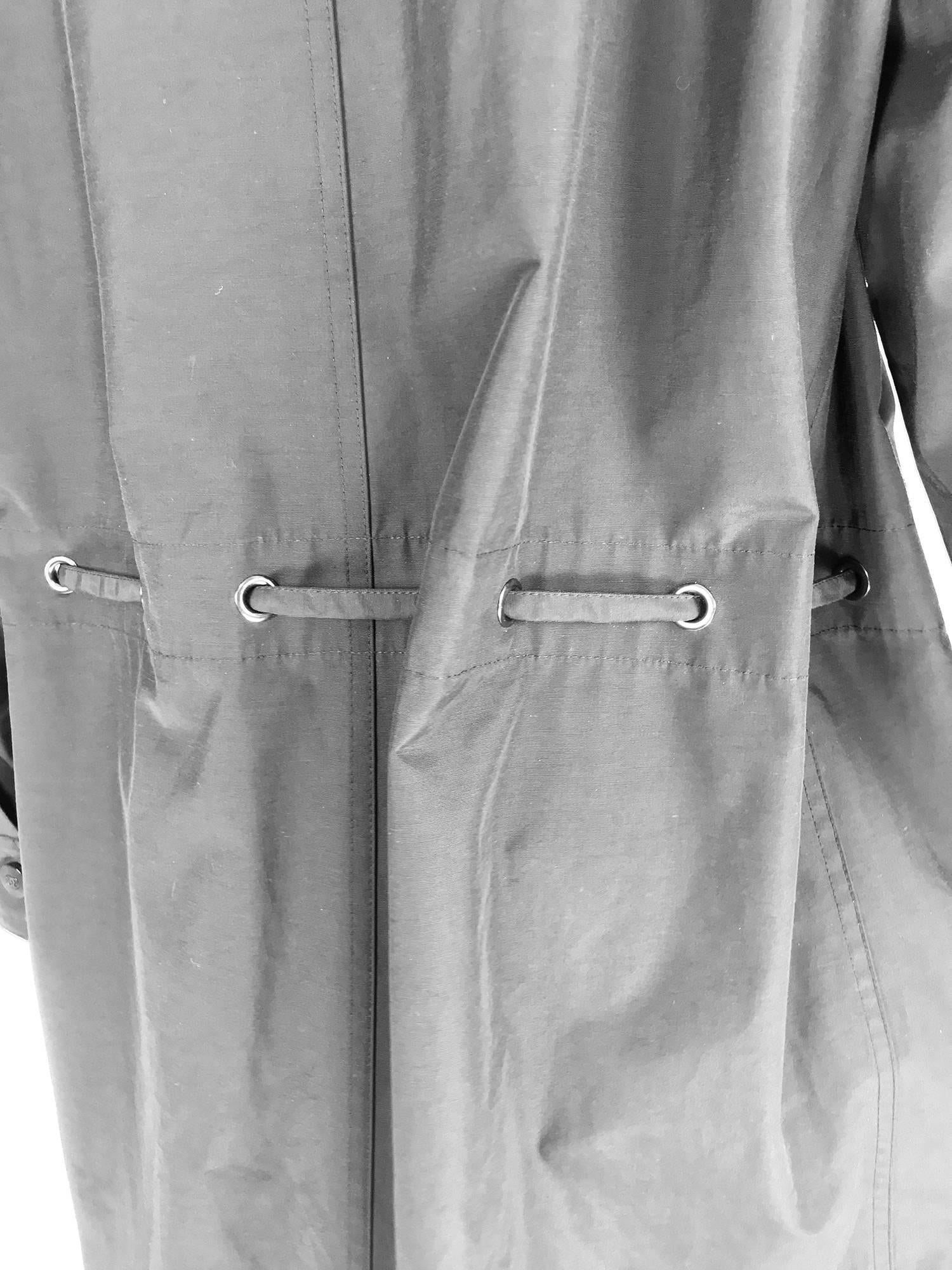 Chanel black zip front draw cord waist rain coat 1998P 11