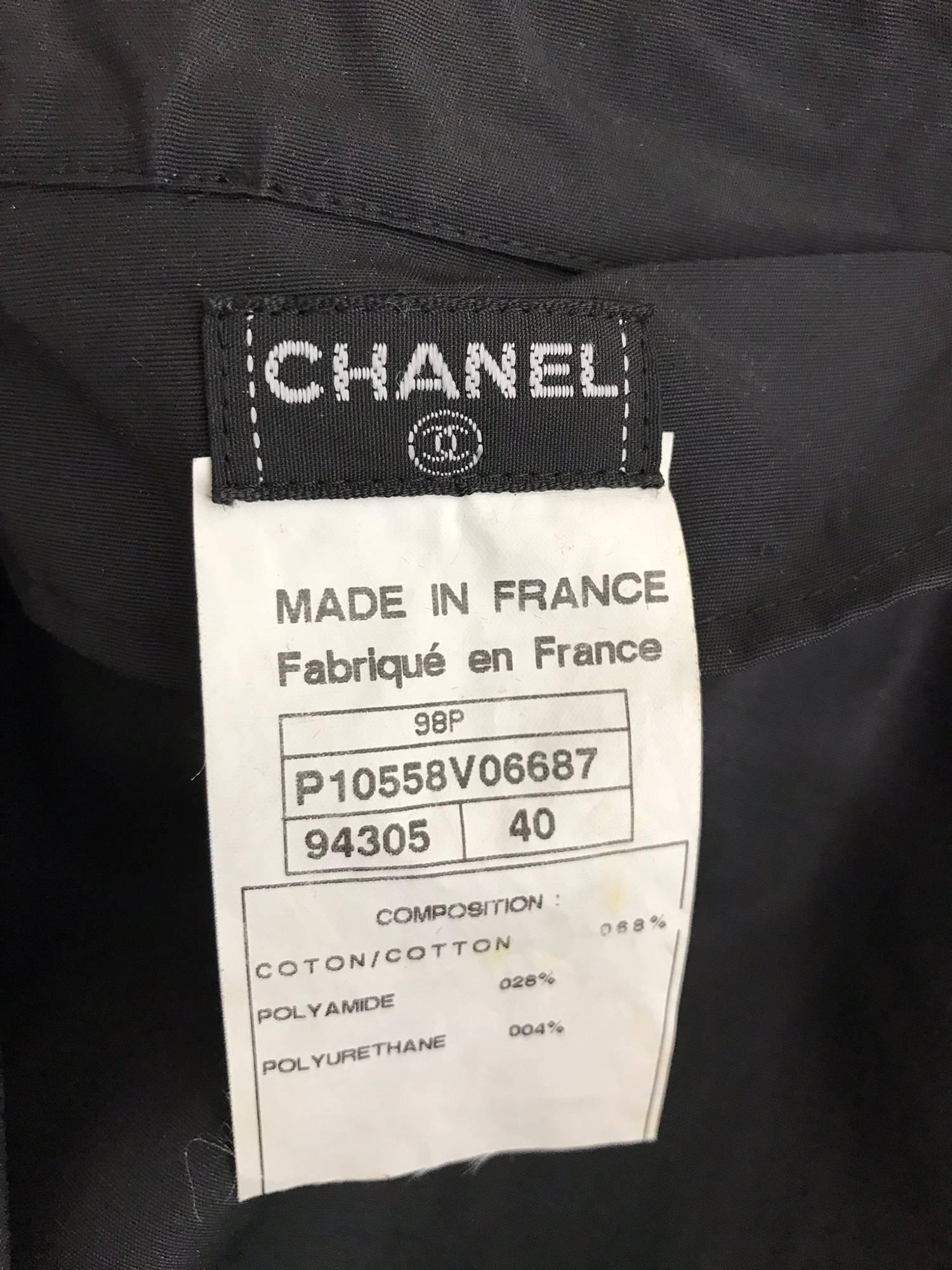 Chanel black zip front draw cord waist rain coat 1998P 13