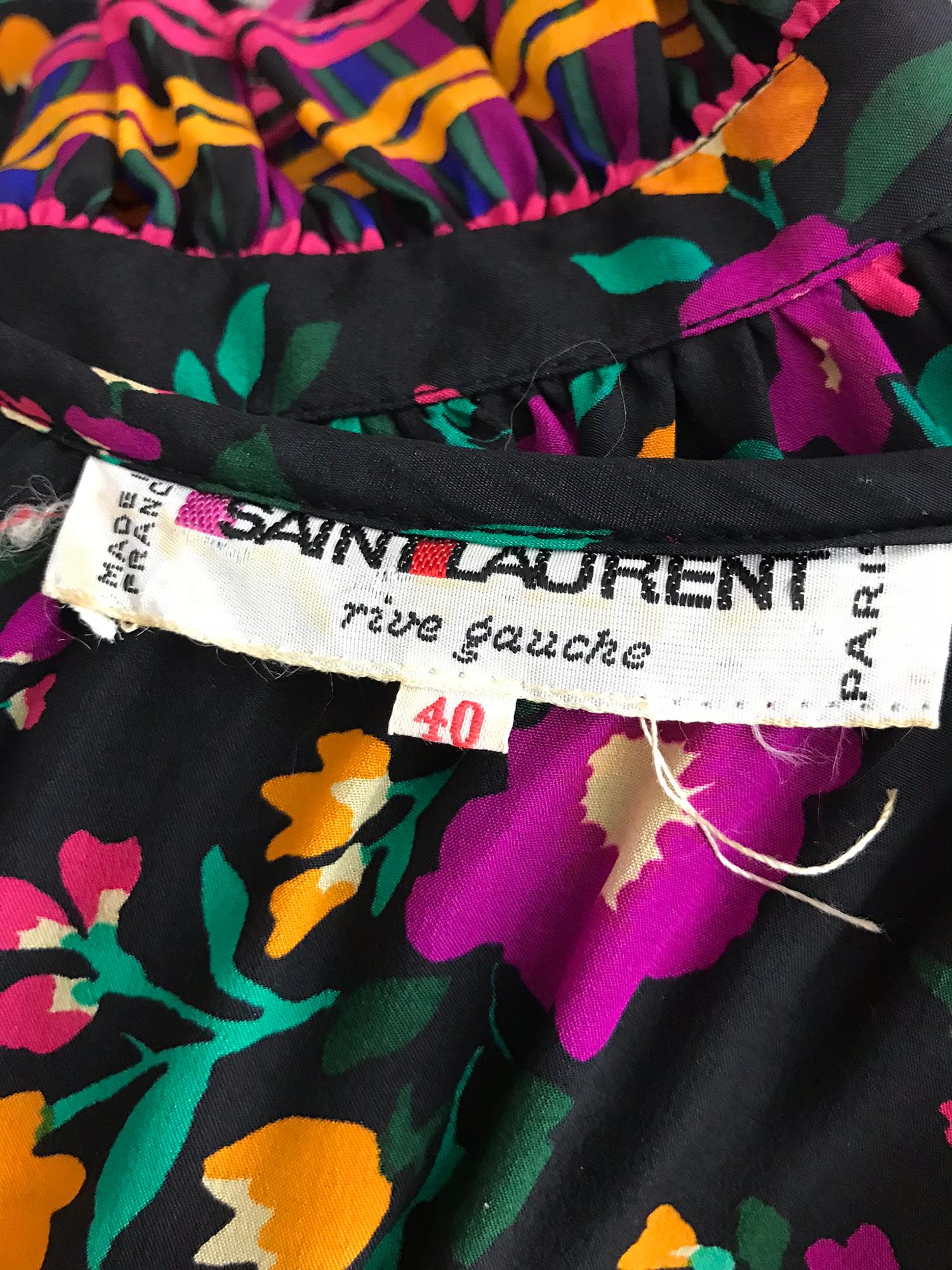 Yves Saint Laurent Rive Gauche floral silk mix print dress 1970s 9