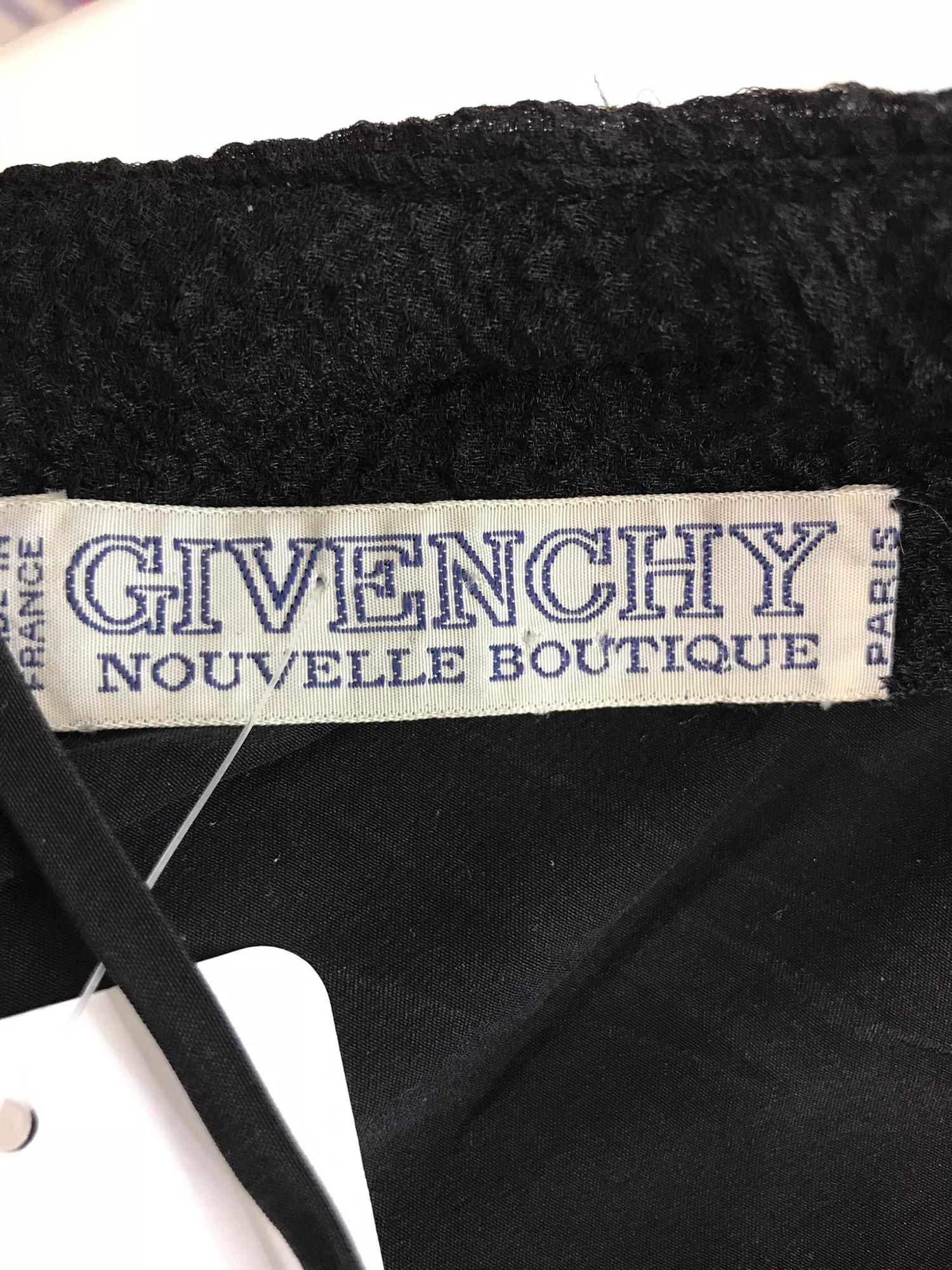 Givenchy black matelassé silk one shoulder cocktail dress 1990s 10