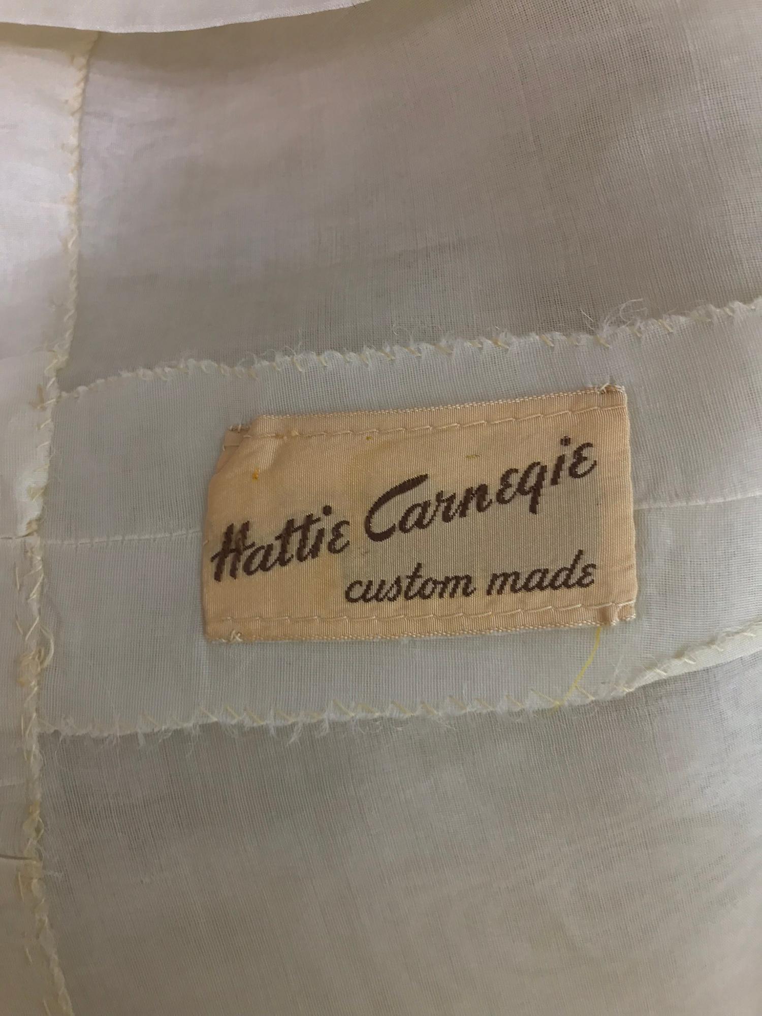 Hattie Carnegie Custom cream guipure lace pink silk strapless dress, 1950s 10