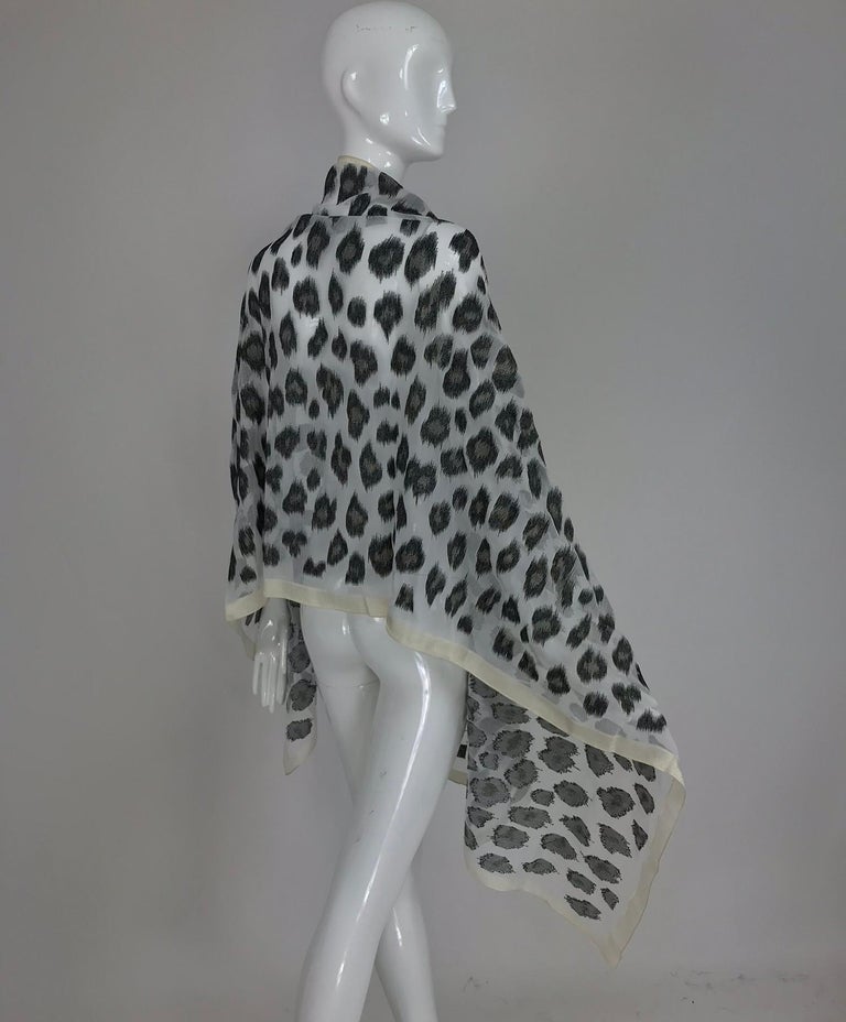 Giorgio Armani large sheer cream and woven black silk leopard spot ...
