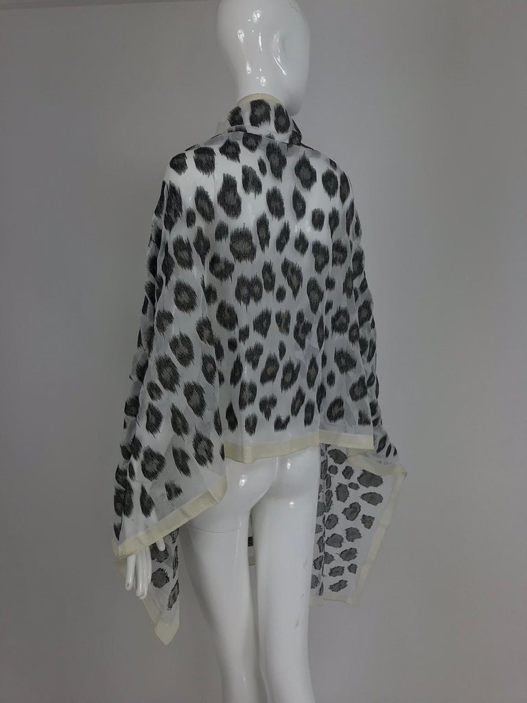 Giorgio Armani large sheer cream and woven black silk leopard spot ...