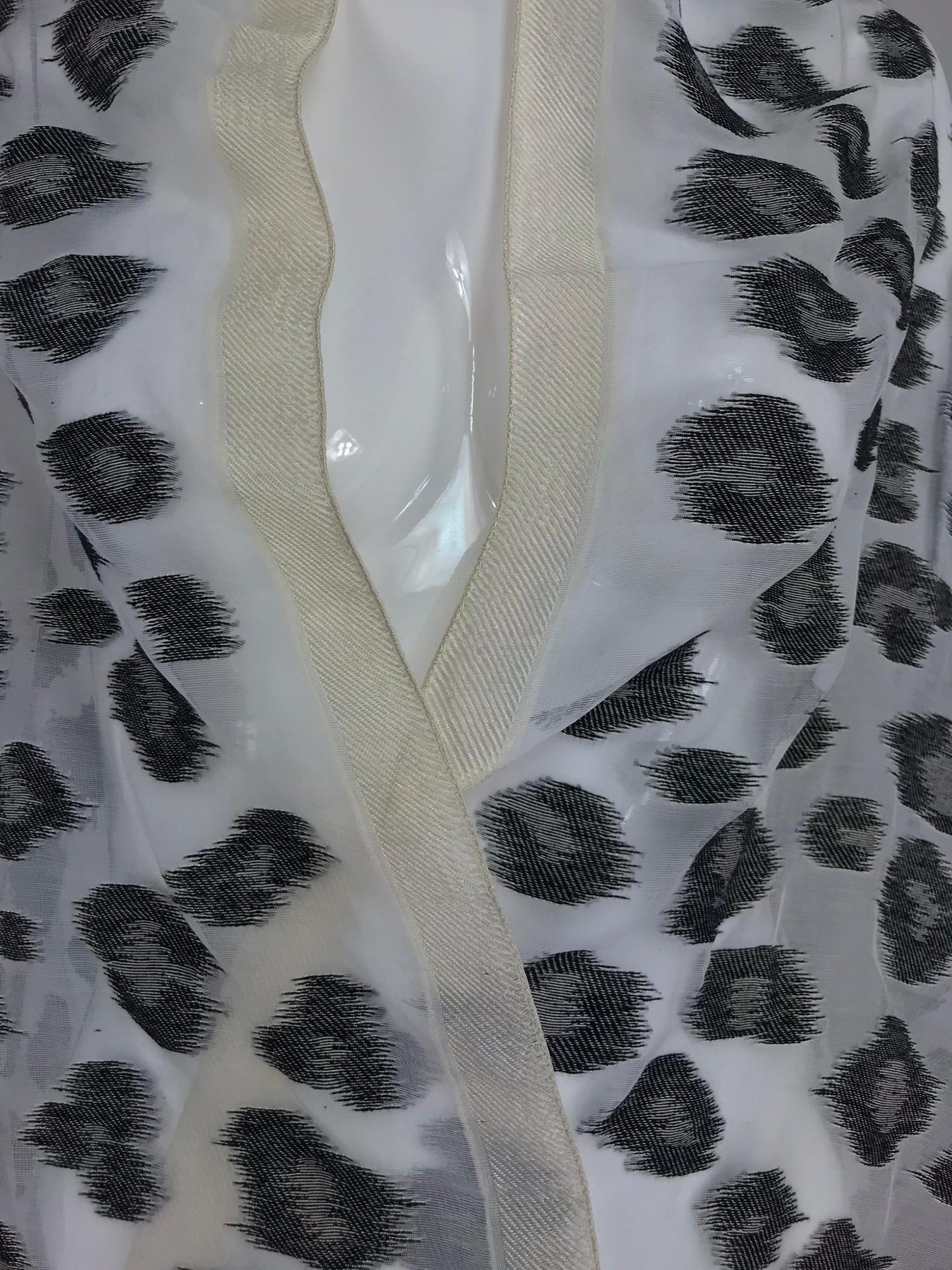 Giorgio Armani large sheer cream and woven black silk leopard spot shawl 3