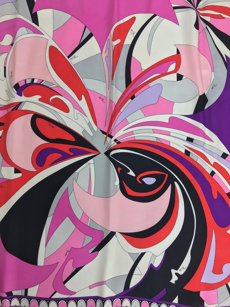 Pucci signed silk twill print scarf 34 x 34 For Sale at 1stDibs