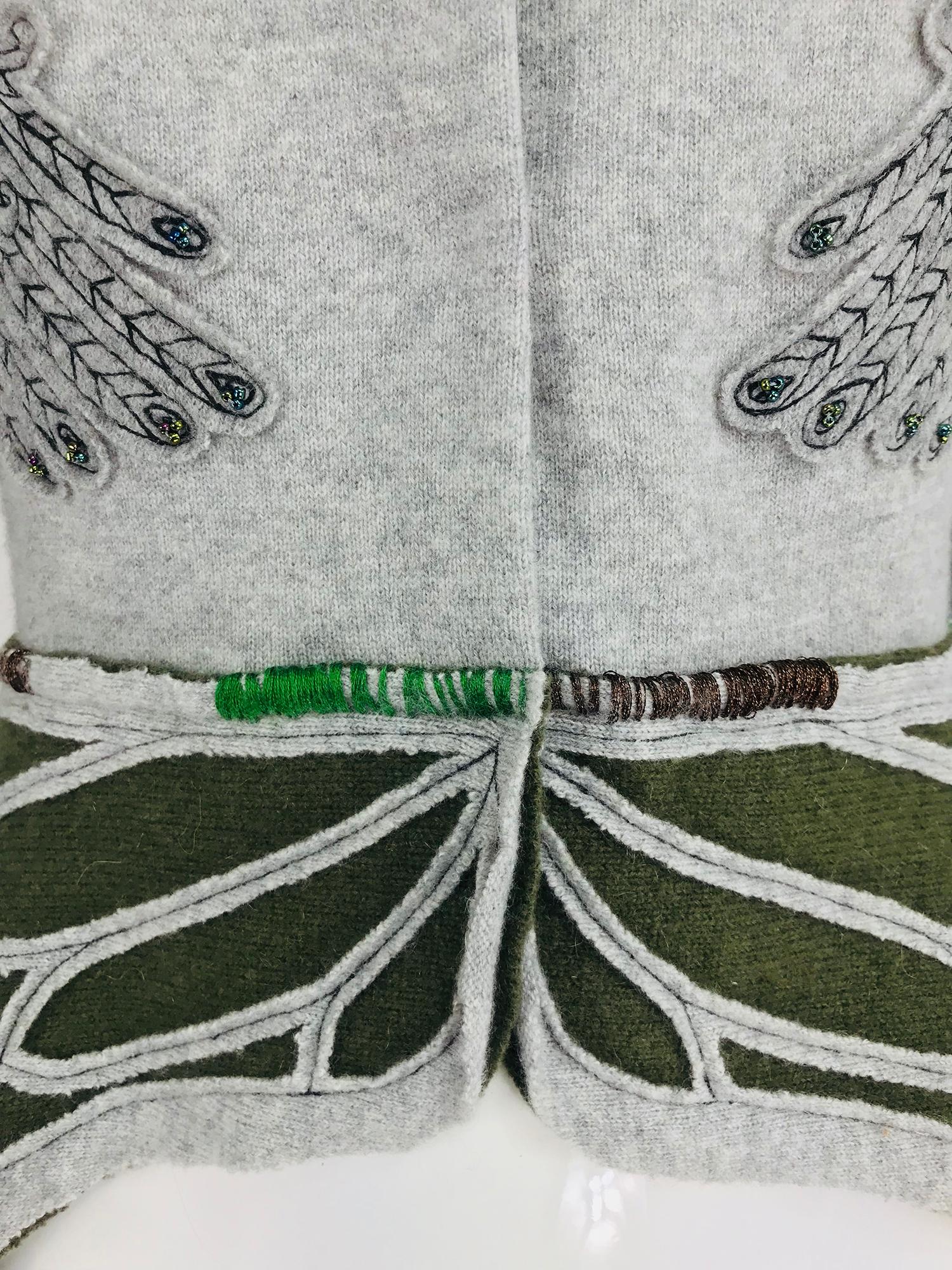 Koi Suwannagate cashmere bird applique sweater 7