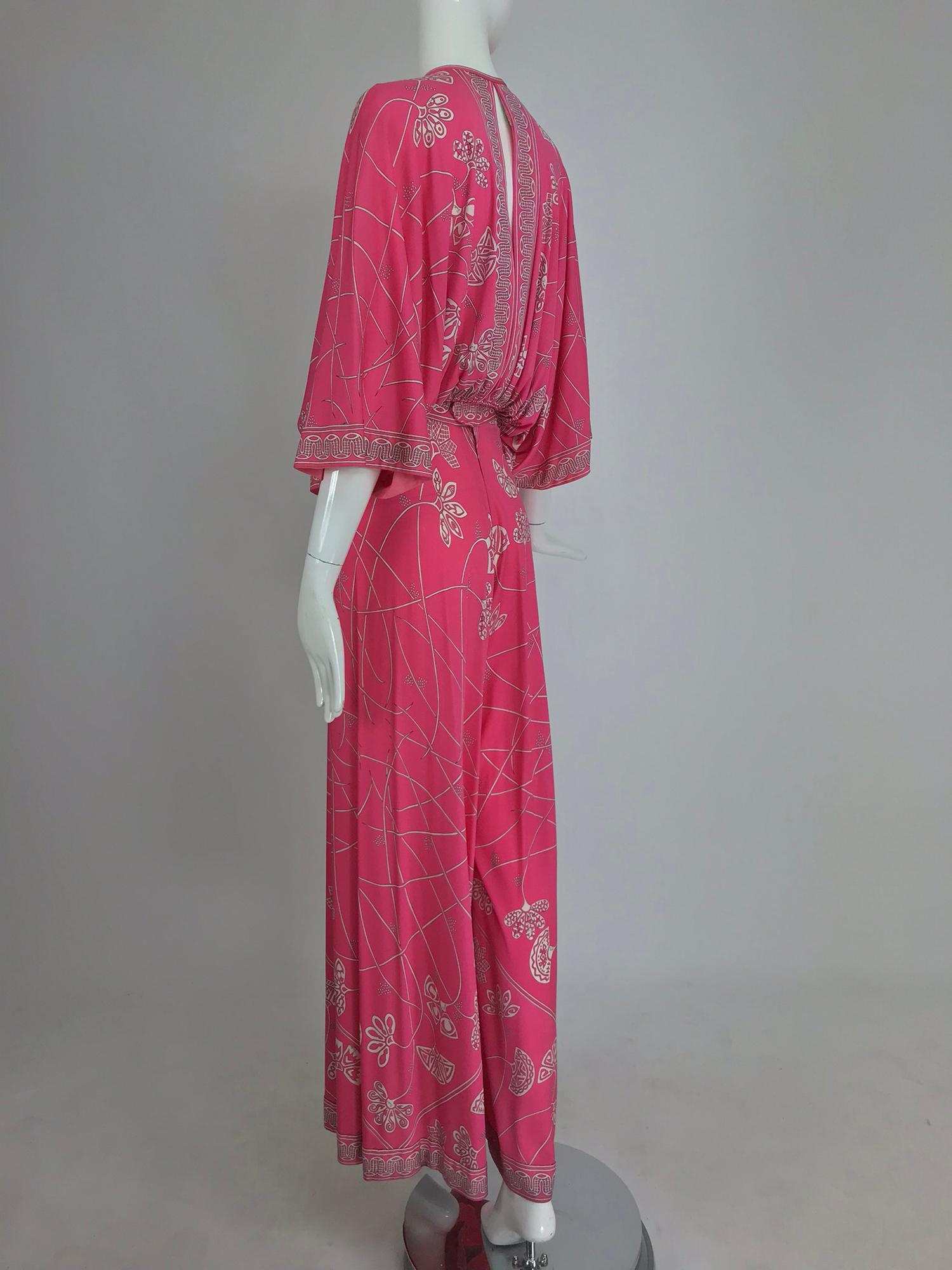 Pink Emilio Pucci silk jersey plunge top and palazzo trousers, 1970s