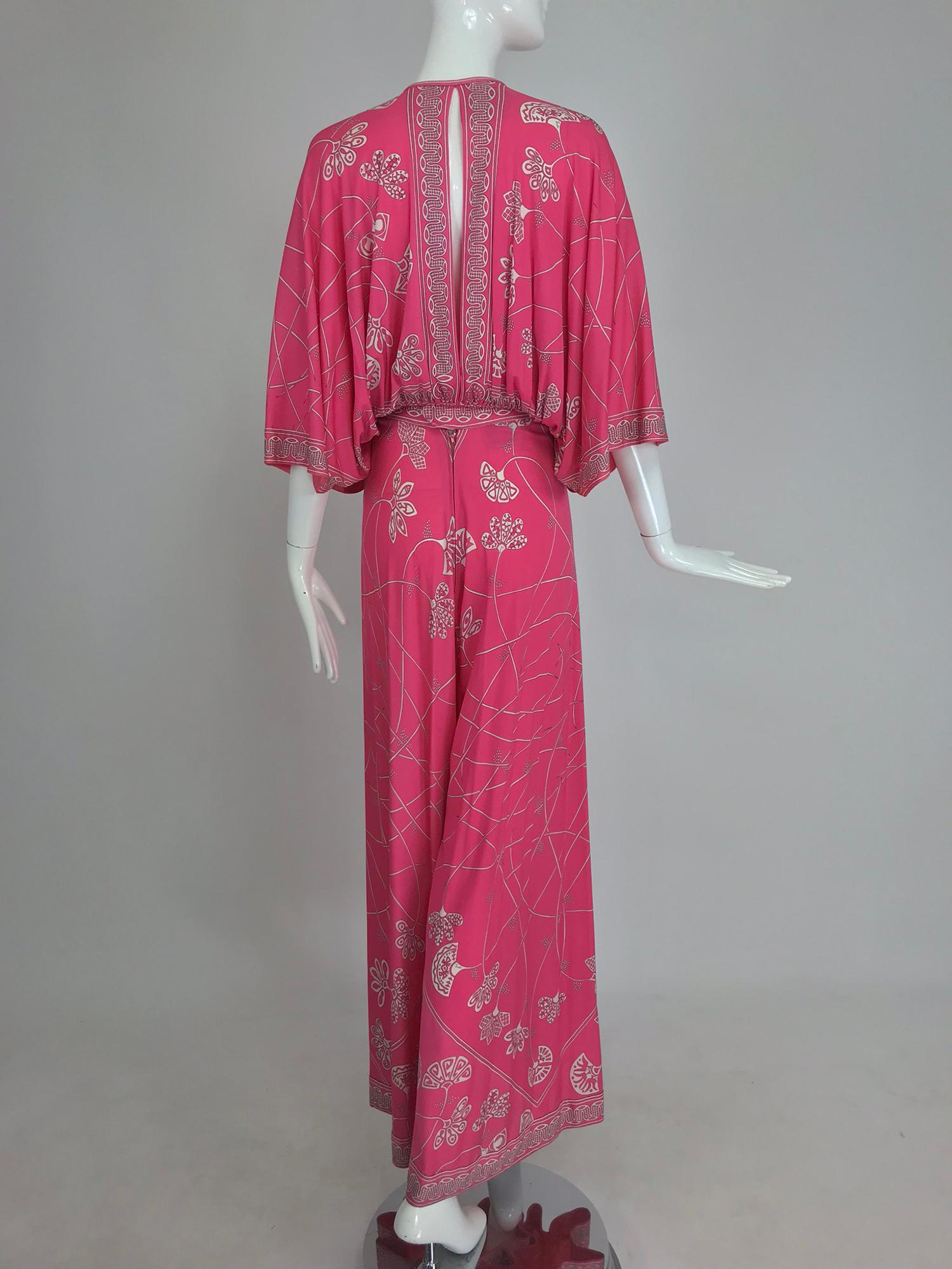 Emilio Pucci silk jersey plunge top and palazzo trousers, 1970s 2