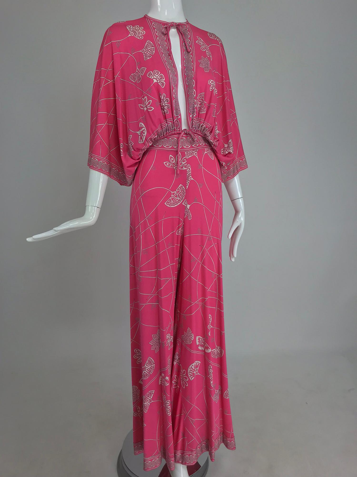 Emilio Pucci silk jersey plunge top and palazzo trousers, 1970s 6