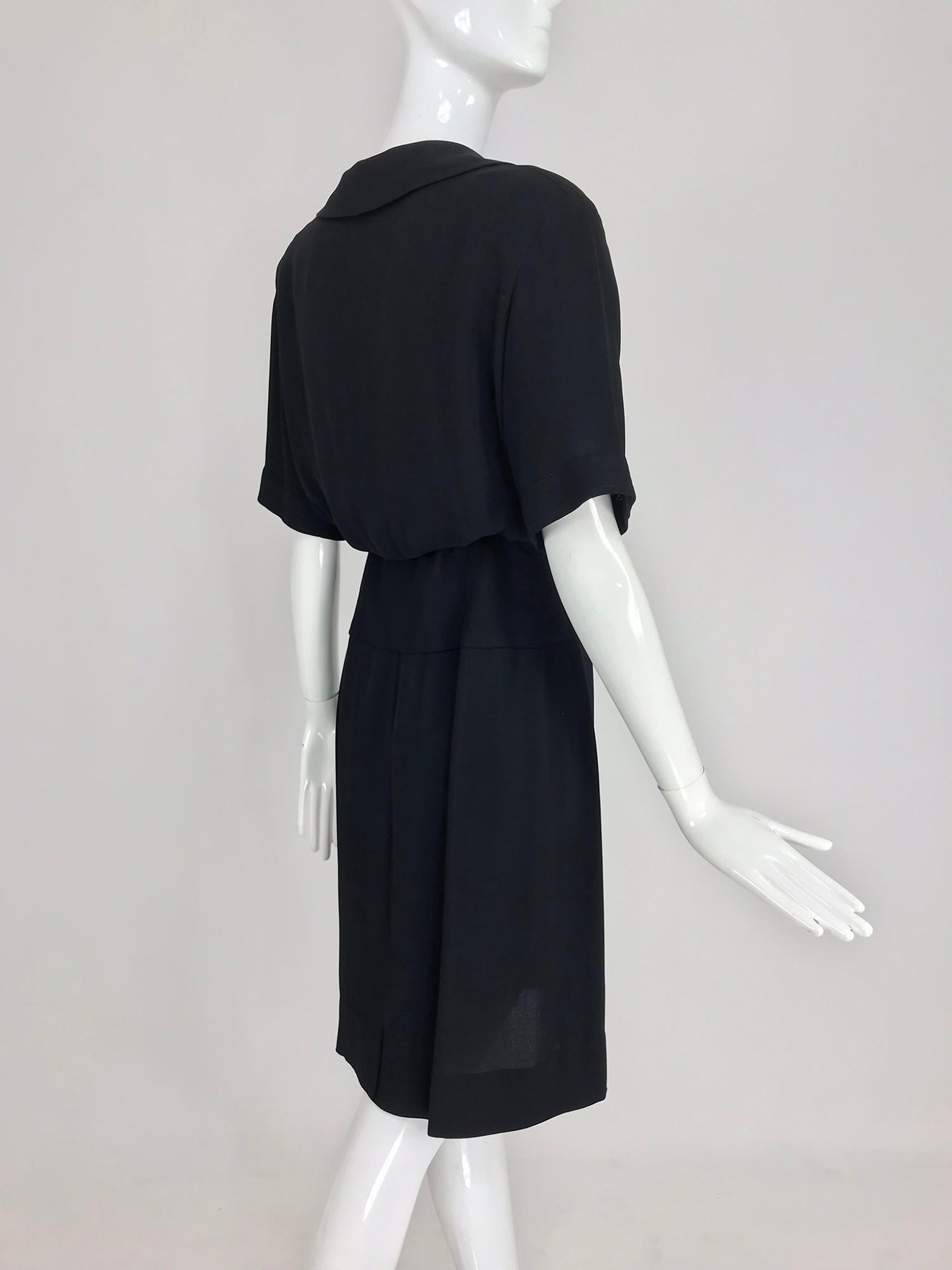 Chanel vintage black crepe shirtwaist day dress 1
