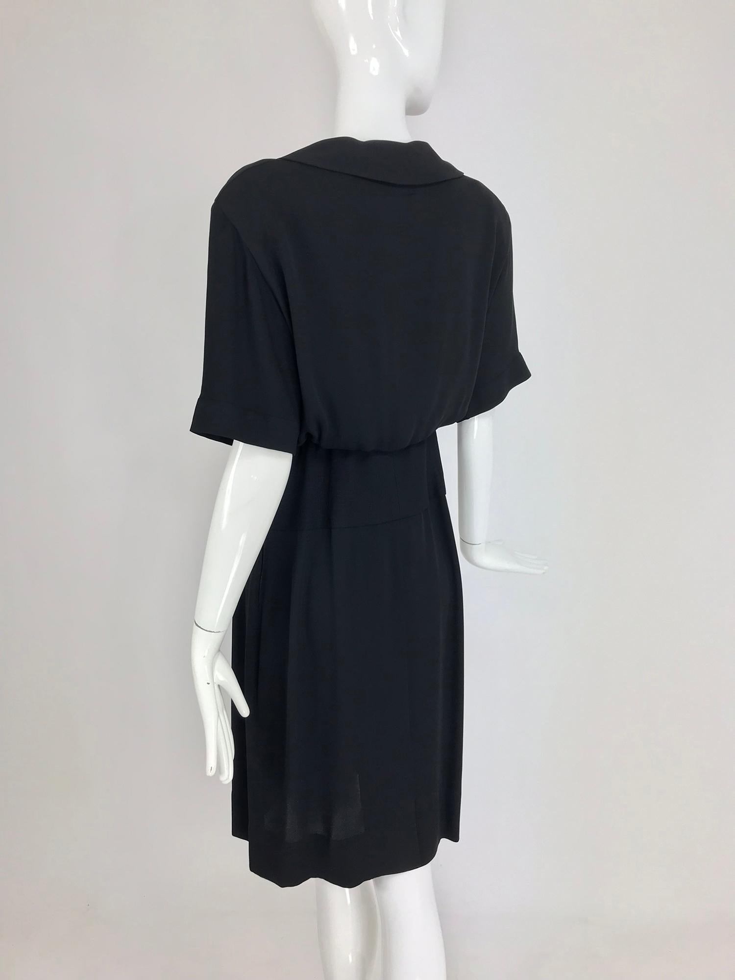Chanel vintage black crepe shirtwaist day dress 3