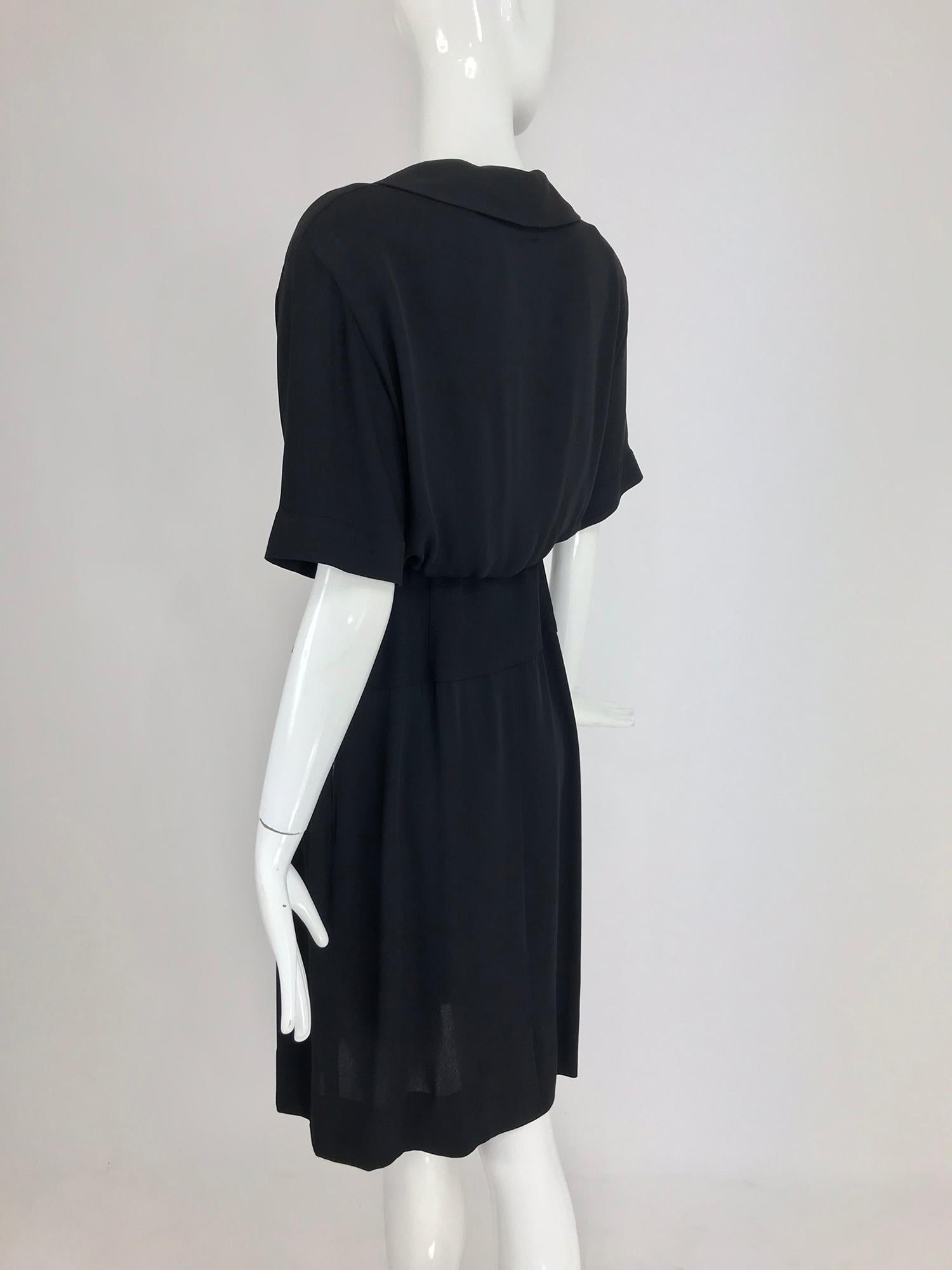 Chanel vintage black crepe shirtwaist day dress 4