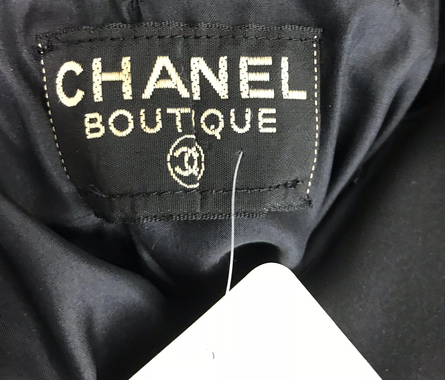 Chanel vintage black crepe shirtwaist day dress 8