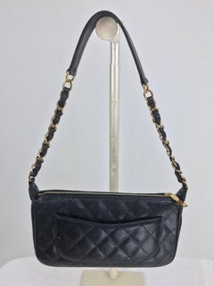 Chanel black caviar leather shoulder bag 2004