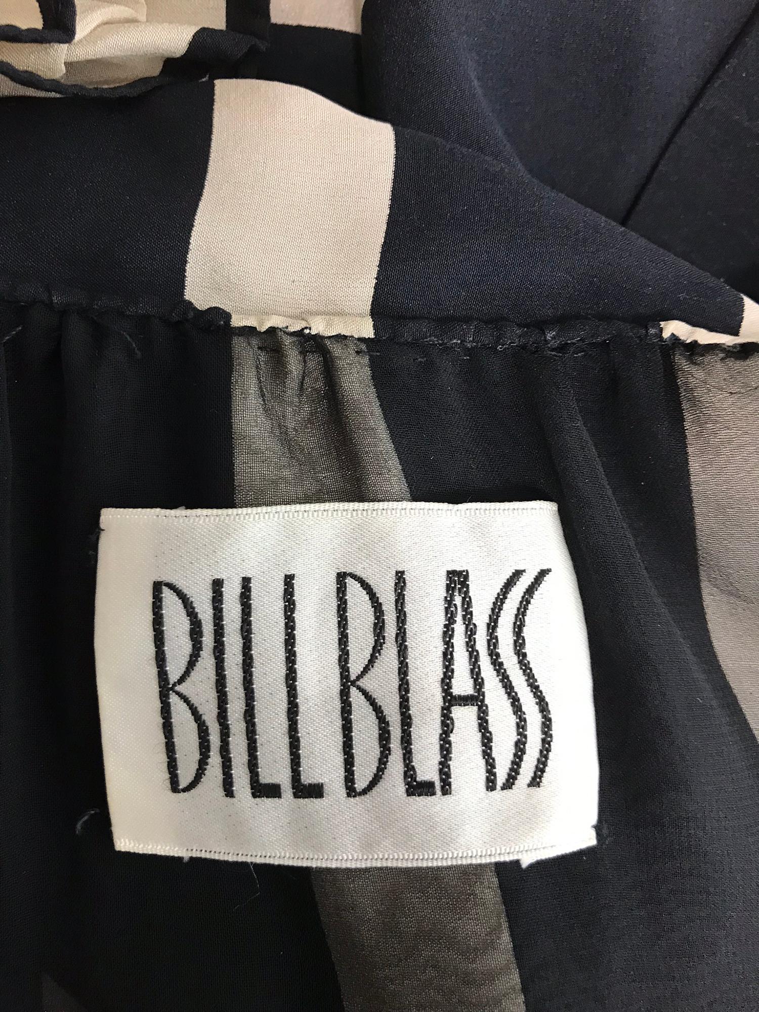 Bill Blass pleated silk black and tan stripe dress 1970s 8