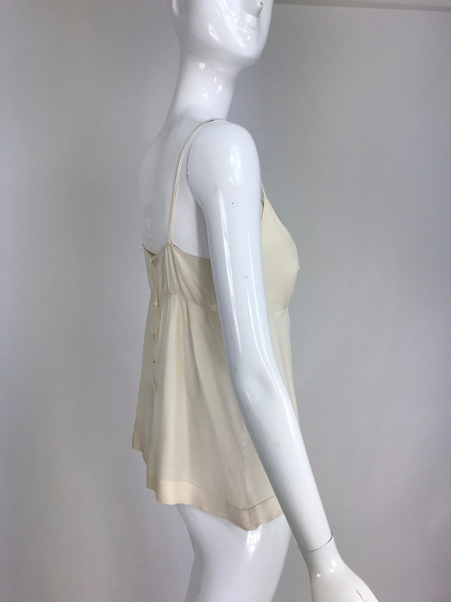 Women's Alexander McQueen cream silk satin rhinestone camisole top